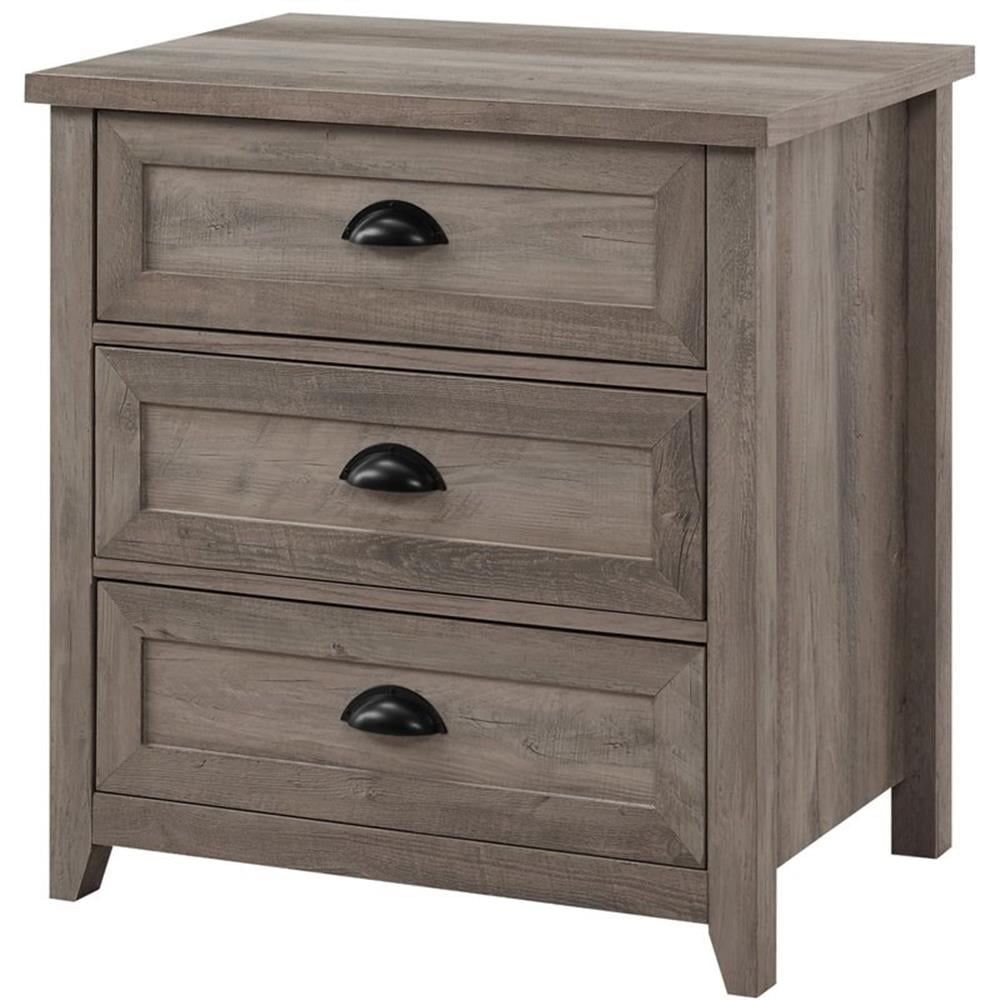 Gray Wash 25" 3 Drawer Farmhouse Nightstand