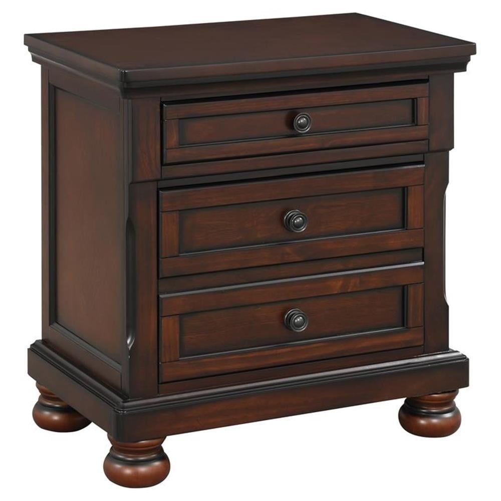 Brown Cherry 3-Drawer Traditional Wood Nightstand