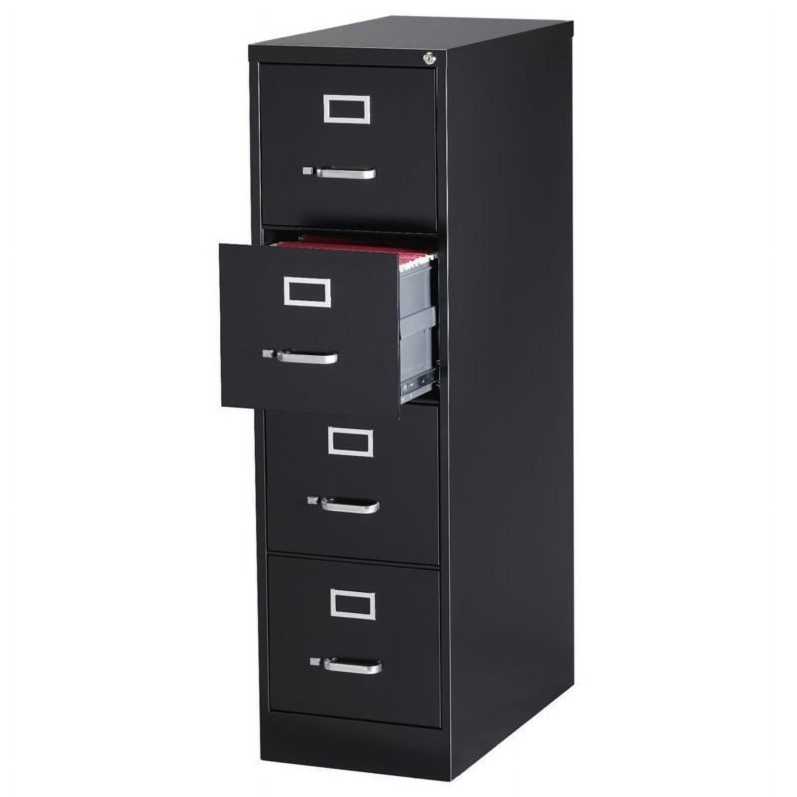 Black Metal 4-Drawer Lockable Vertical Filing Cabinet