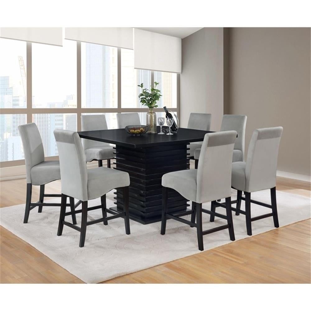 Black and Gray 7-Piece Square Counter Height Dining Set