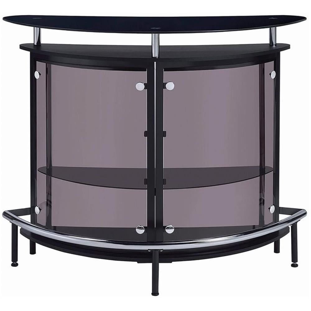 Black and Chrome Contemporary Glass Home Bar with Acrylic Panels