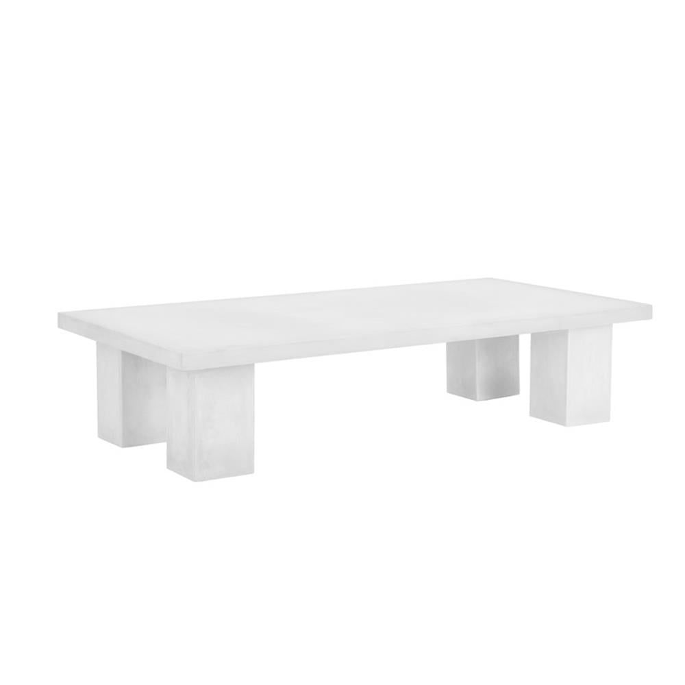 Large Ivory Concrete Rectangular Outdoor Coffee Table