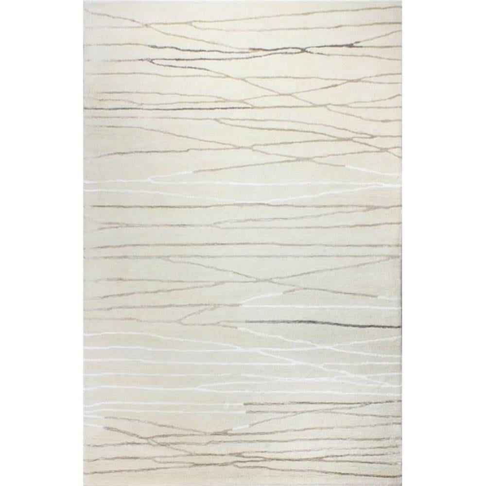 Ivory Abstract Wool & Viscose Hand Tufted Rectangular Rug