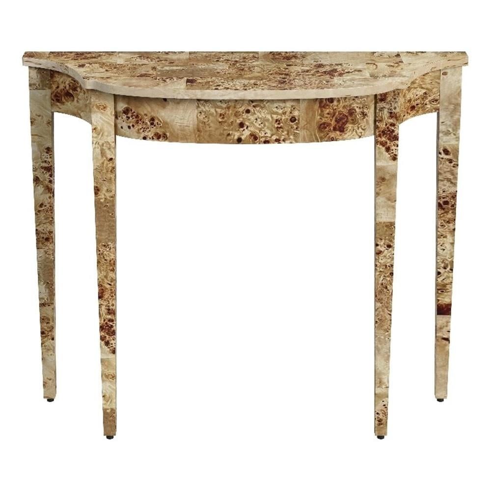 Chester 36" Natural Burl Wood Demilune Console Table