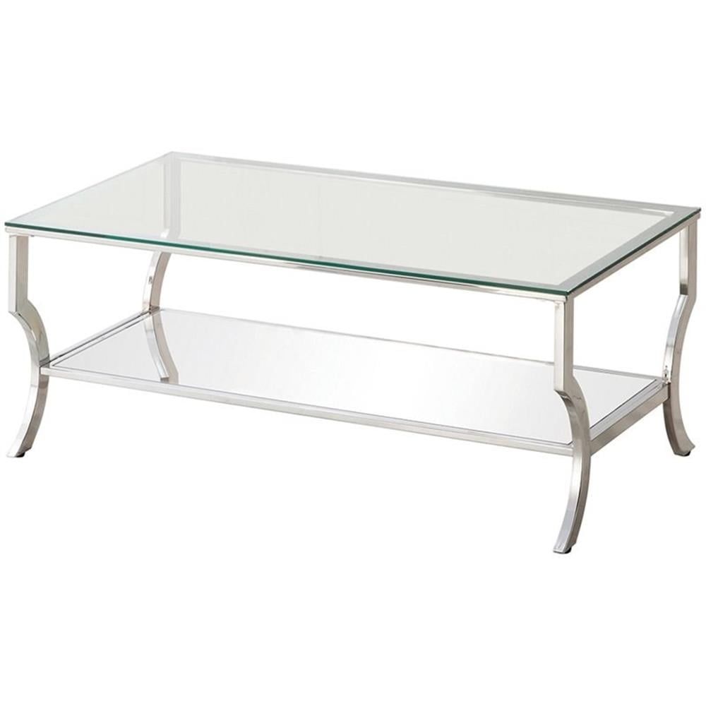 Chrome and Clear Glass Top Rectangular Coffee Table