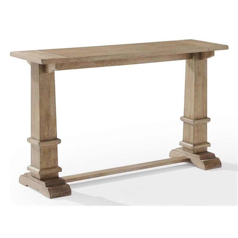 Rustic Brown Farmhouse Wood Console Table with Pedestal Columns