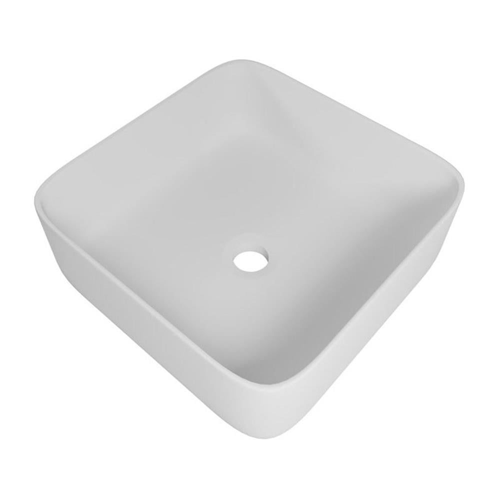 White Solid Surface Stone Square Vessel Sink