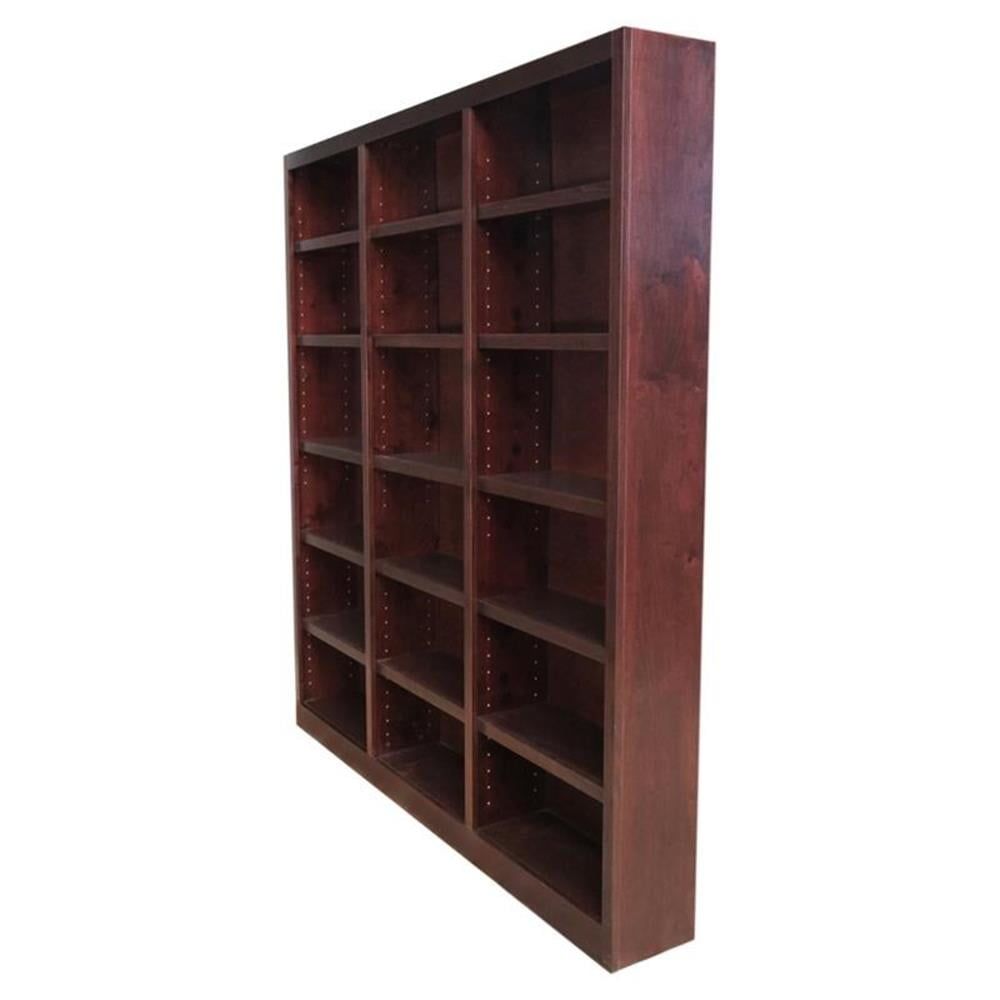 Pemberly Row 84" Tall Cherry Wood Triple Wide Bookcase