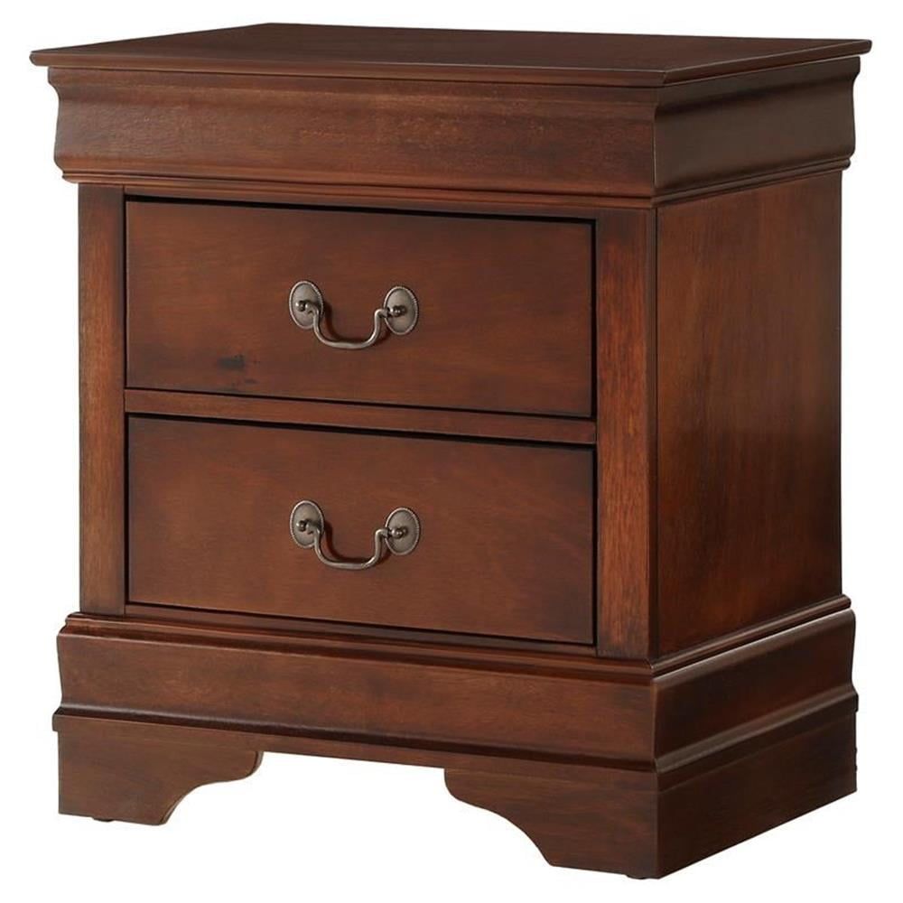 Brown Cherry Traditional Wood 2-Drawer Nightstand