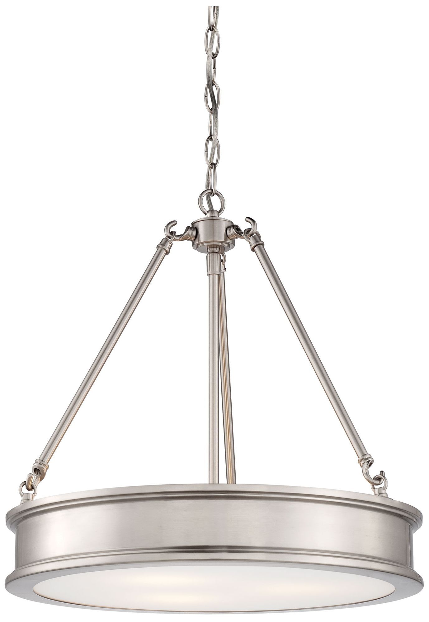 Harbour Point Etched White Glass 3-Light Brushed Nickel Pendant