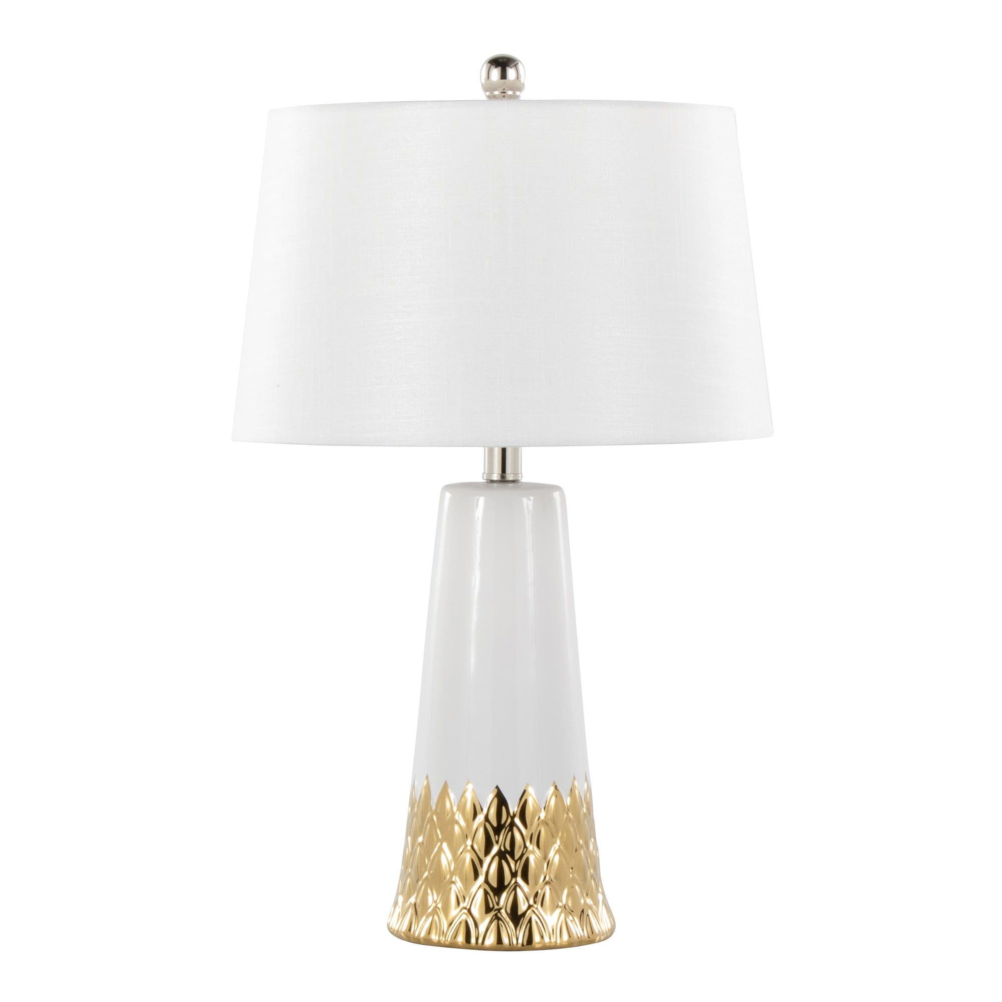 Penelope 22" White Ceramic Table Lamp with Metal Accent