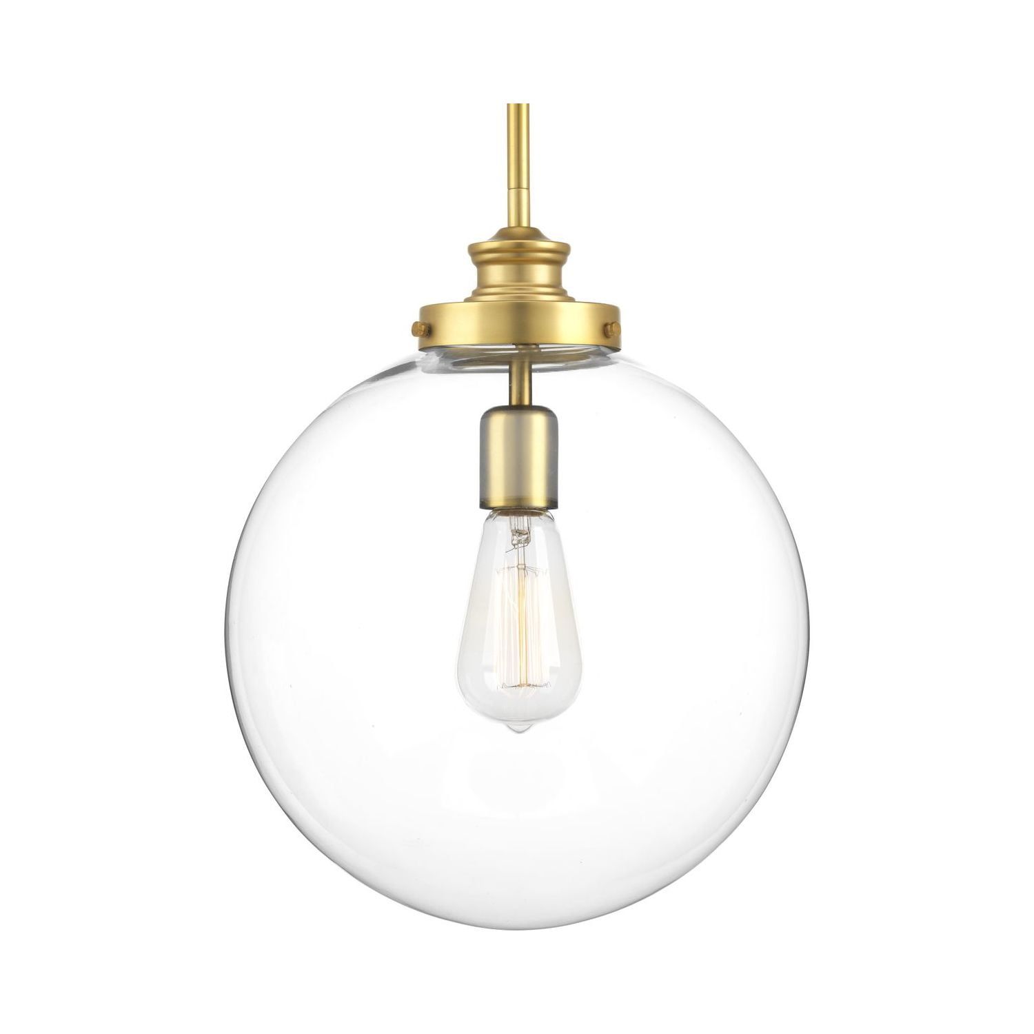 Penn Natural Brass Clear Glass Globe Pendant Light