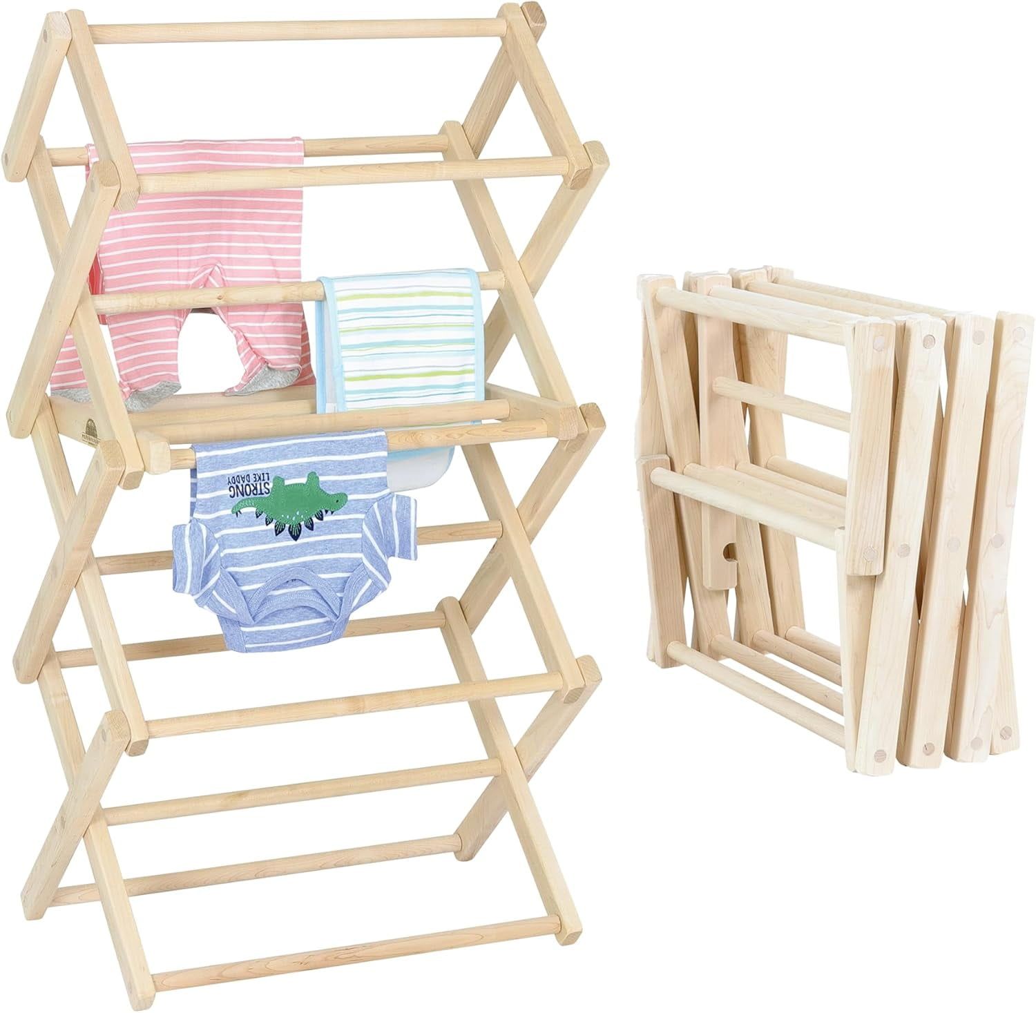 Small Solid Maple Folding Clothes Drying Rack