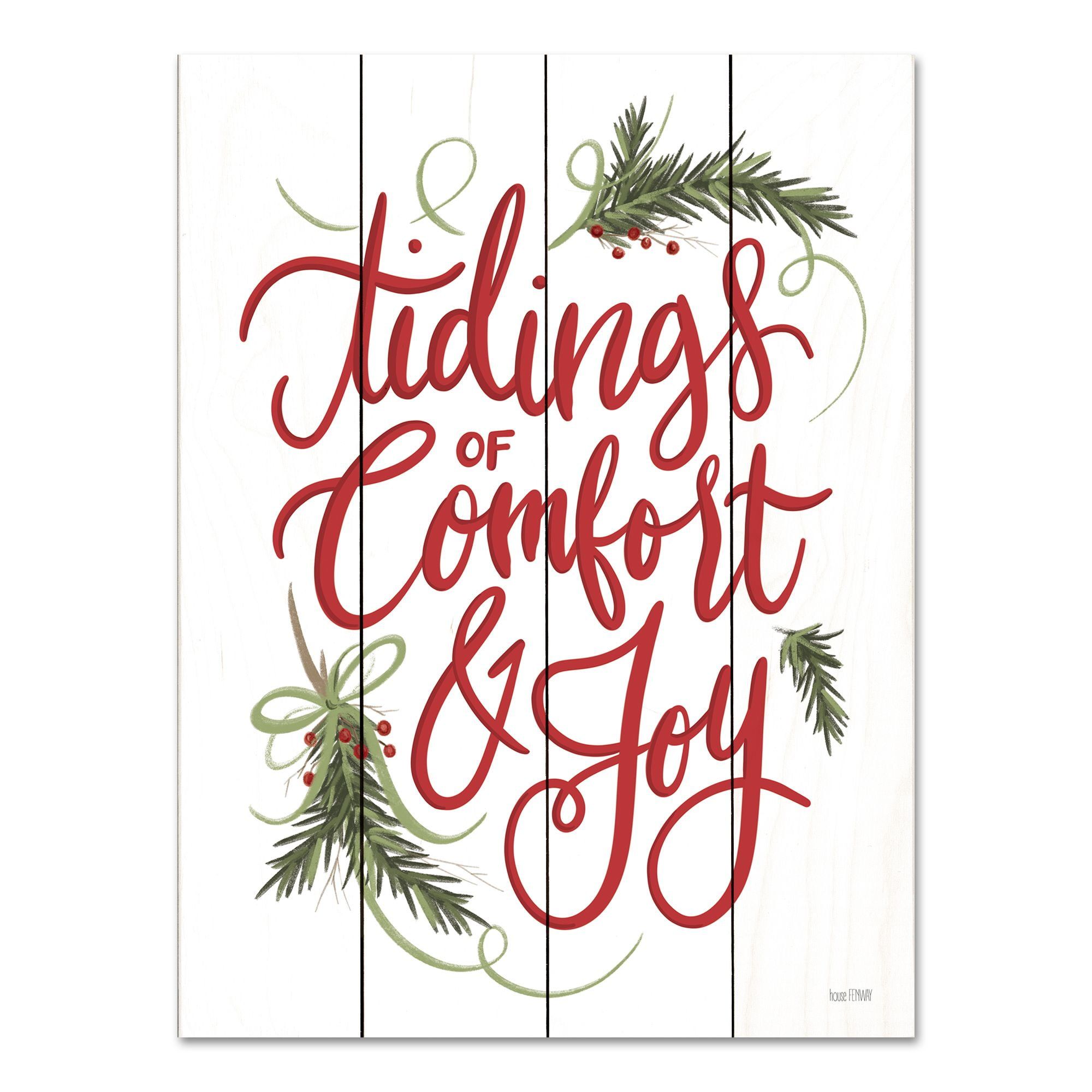 Red and White Christmas Comfort and Joy Wall Art Decor