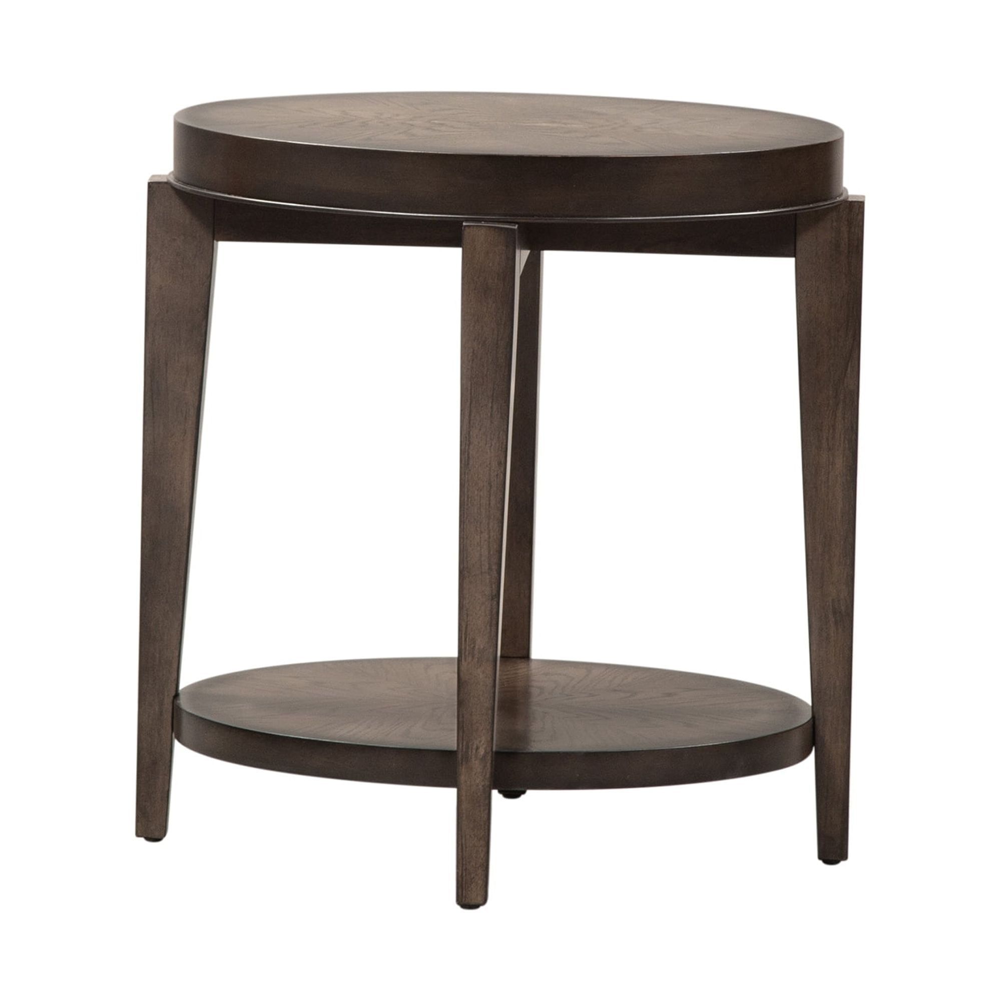 Penton Medium Brown Oval Wood and Stone Side Table