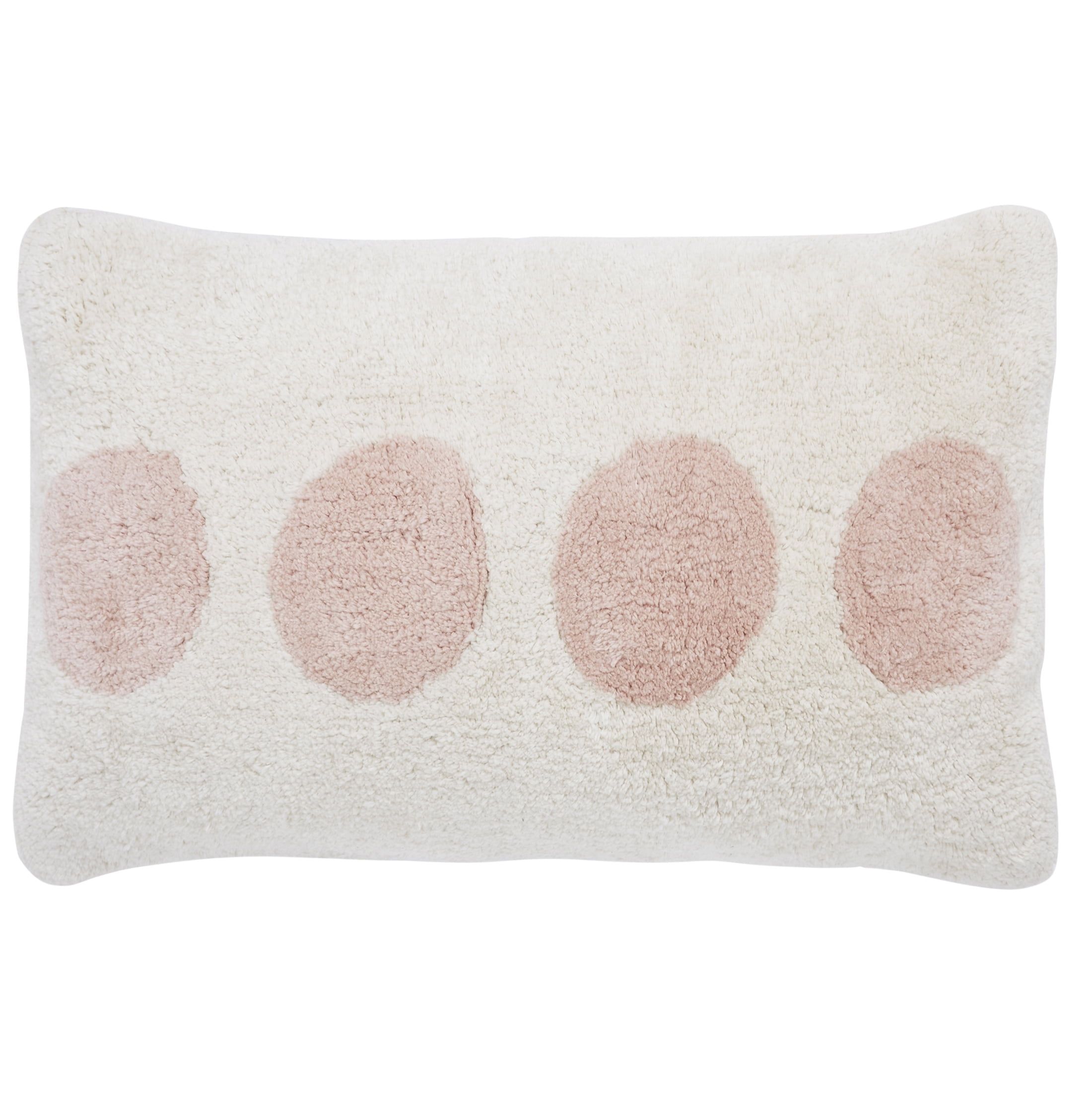 Cotton Tufted Polka Dots Decorative Throw Pillow Cover, 14"x 24", Pink and White