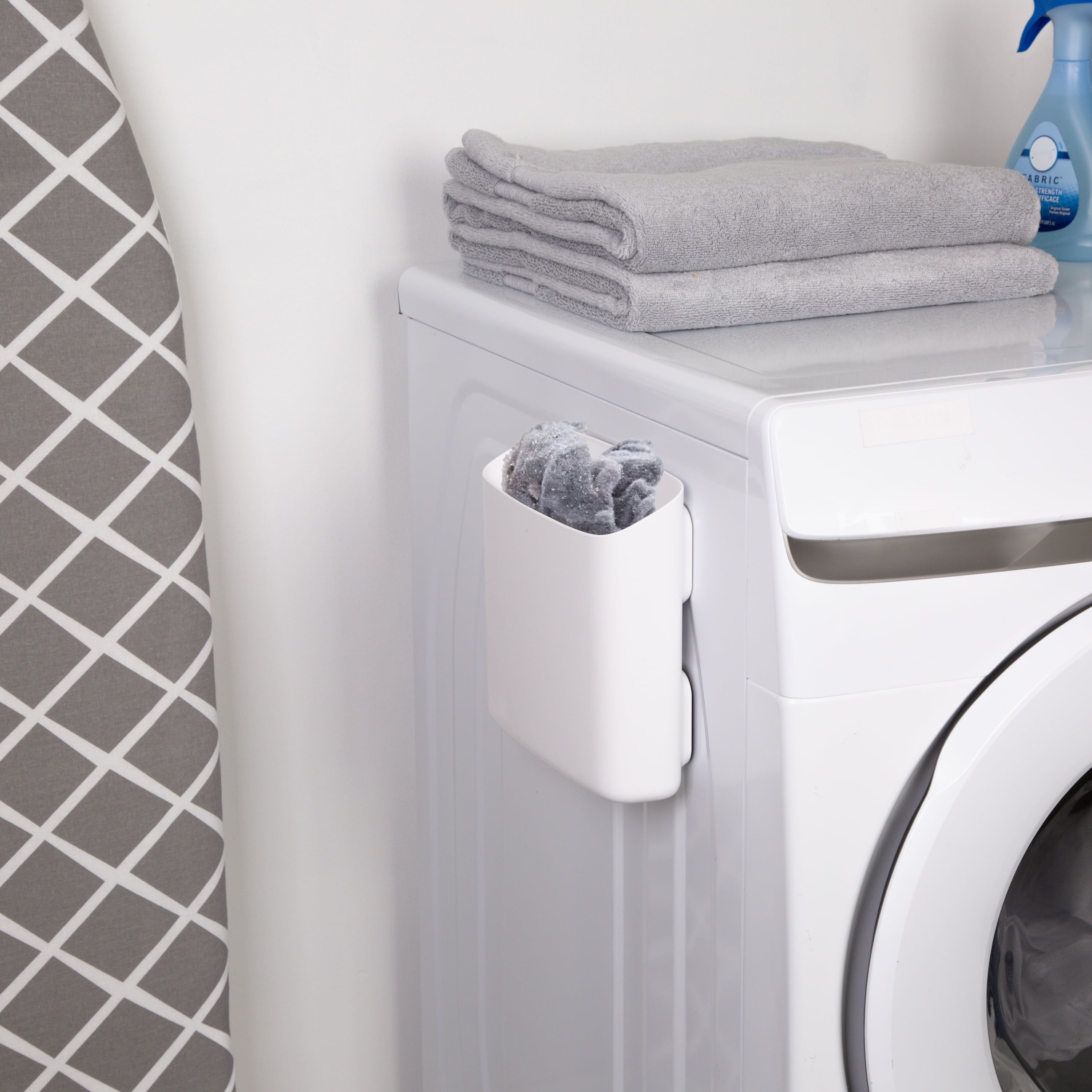 White Plastic Magnetic Laundry Organizer Bin