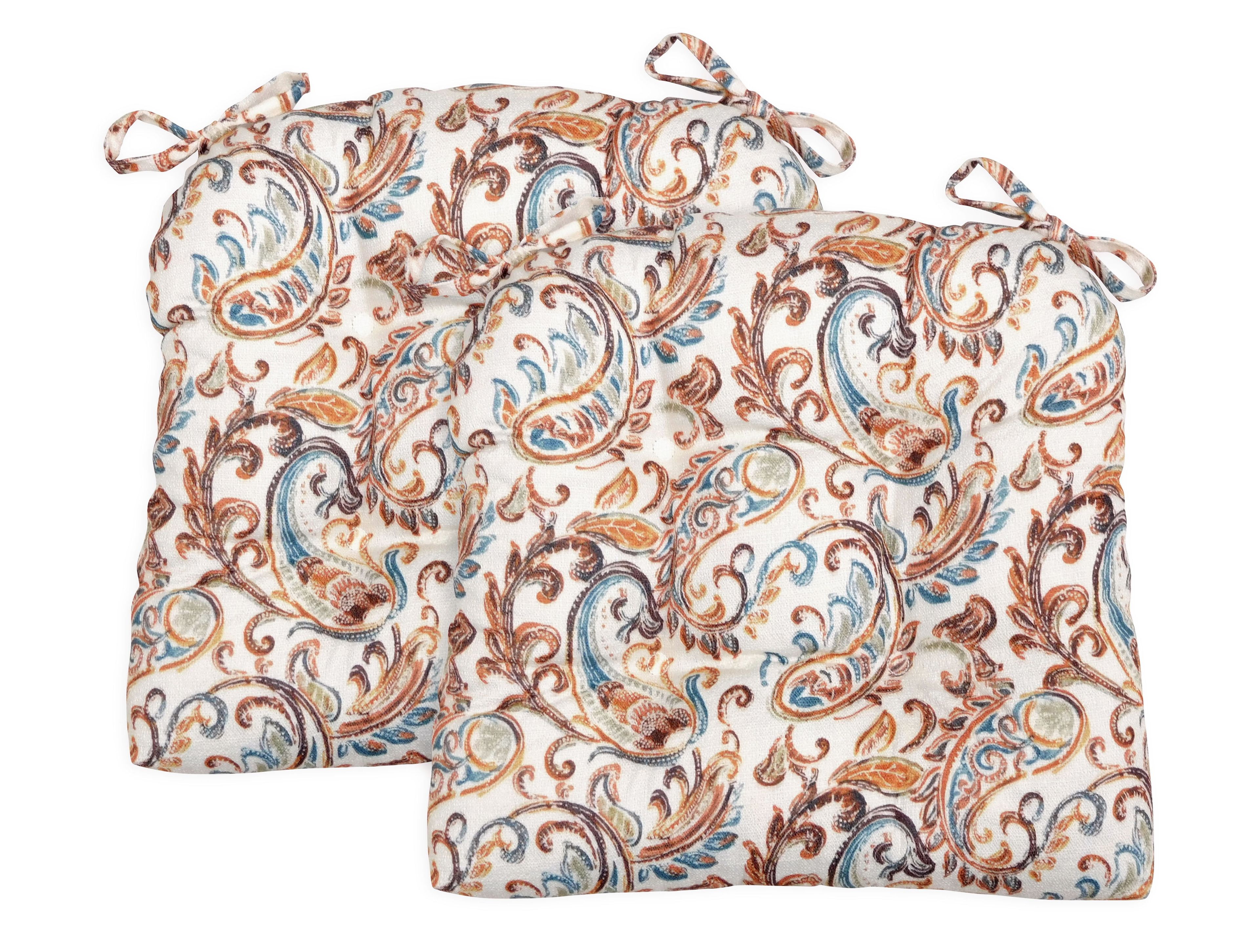 Paisley Soft Memory Foam Kitchen Chair Cushions, Set of 2