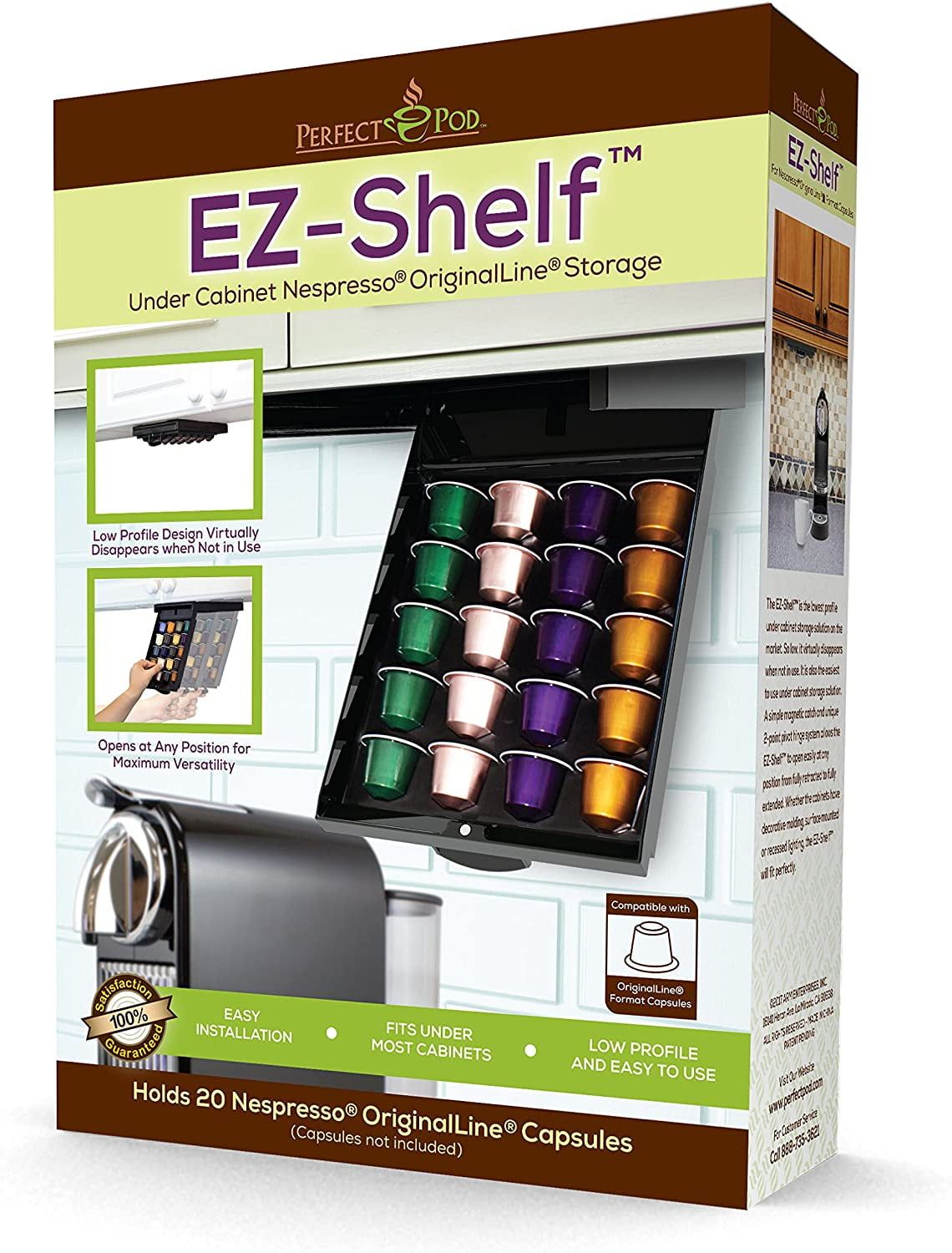 EZ-Shelf Black Under Cabinet Nespresso Pod Holder