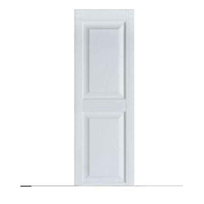 White Polystyrene Raised Panel Exterior Decorative Shutters, 15 x 59 inches