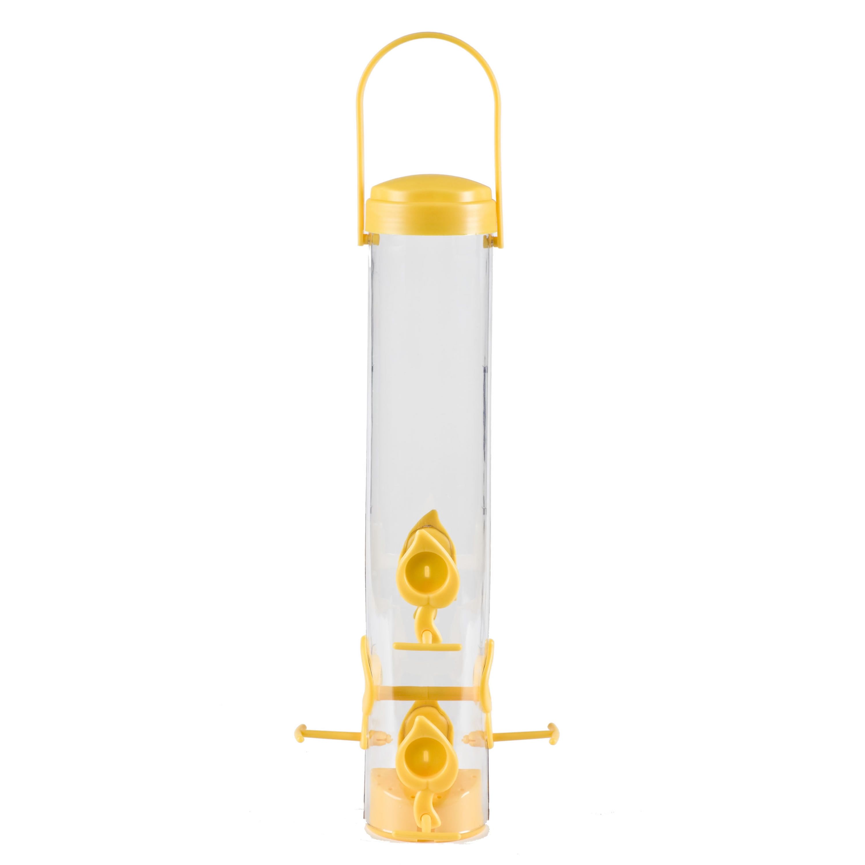 Yellow Plastic Hanging Squirrel Resistant Tube Bird Feeder