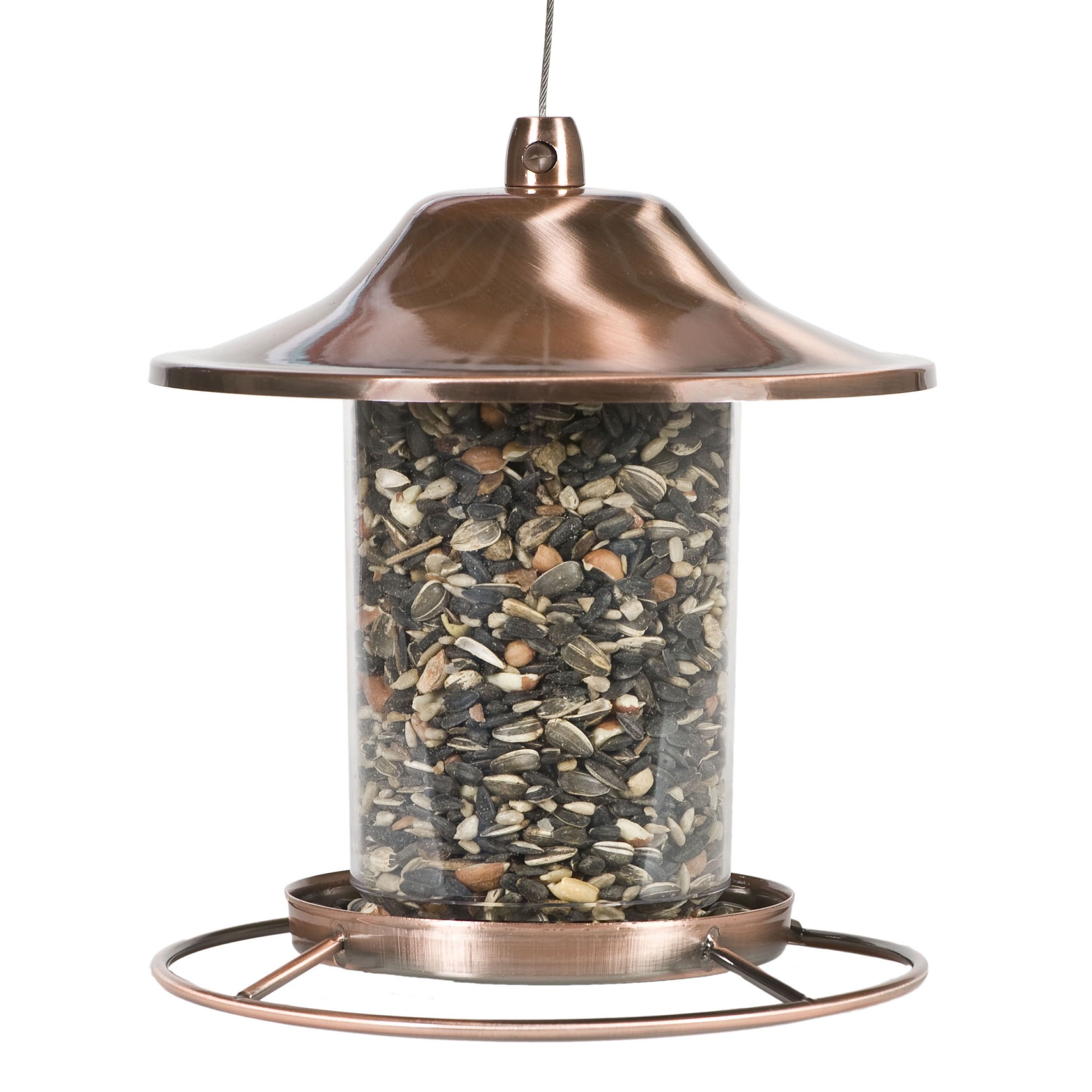 Copper Panorama Hanging Wild Bird Feeder with 2 lb Capacity