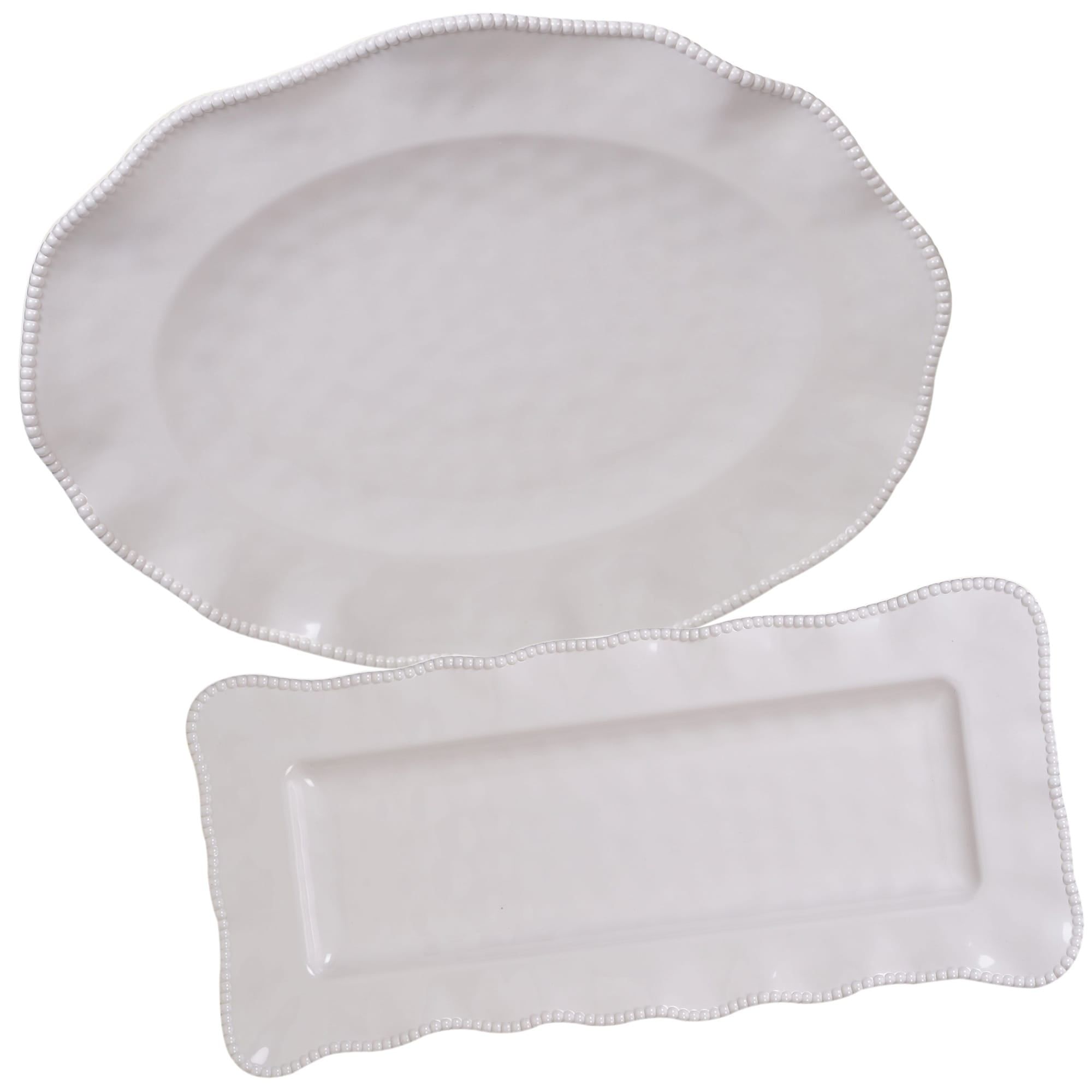 Beige Melamine Rectangular and Oval Platter Set