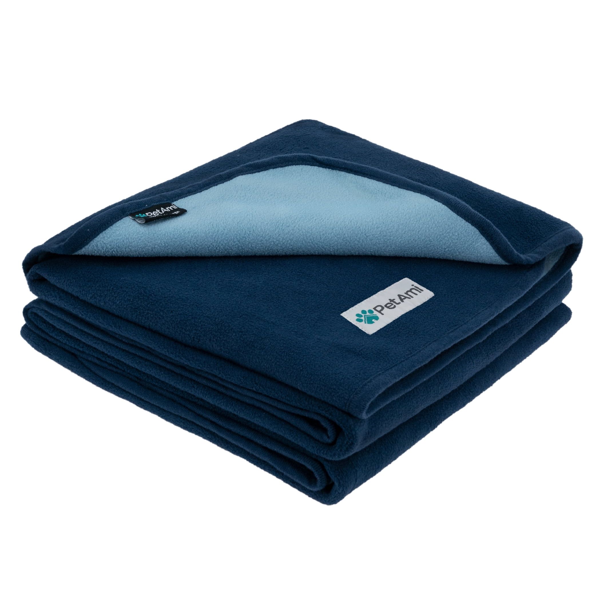 Large Navy Waterproof Fleece Pet Blanket