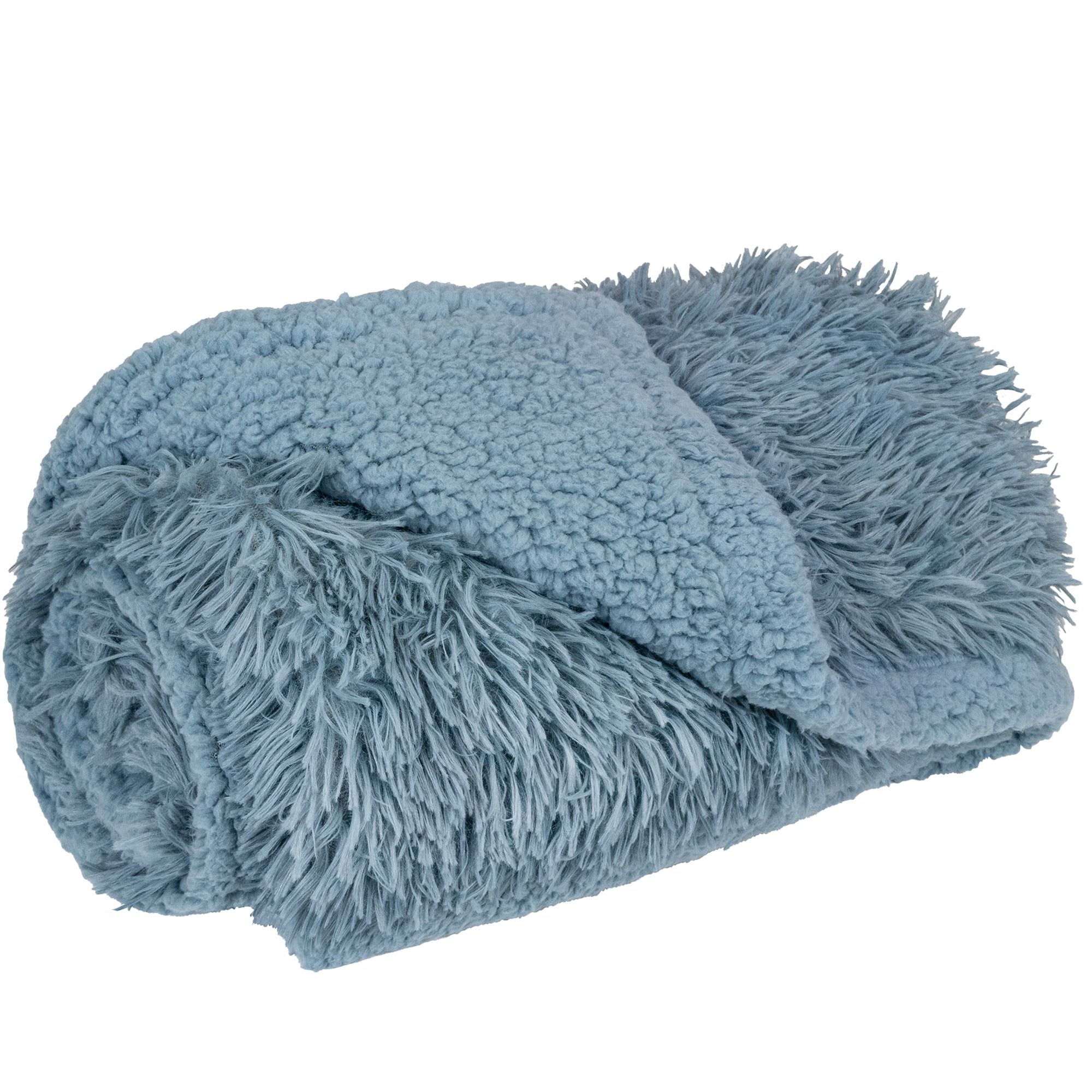 Medium Dusty Blue Waterproof Sherpa Fleece Pet Blanket