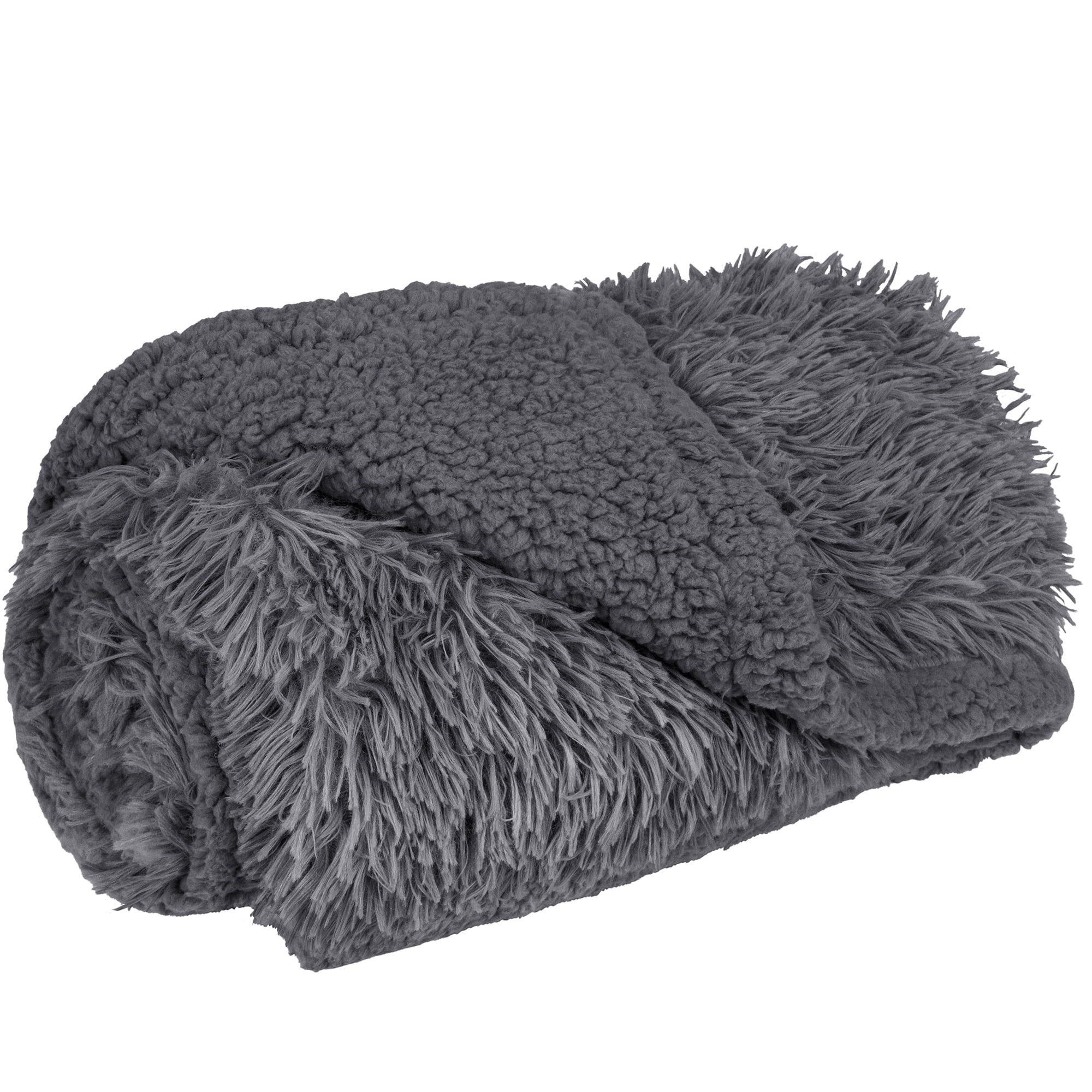 Medium Gray Waterproof Sherpa Fleece Dog Blanket