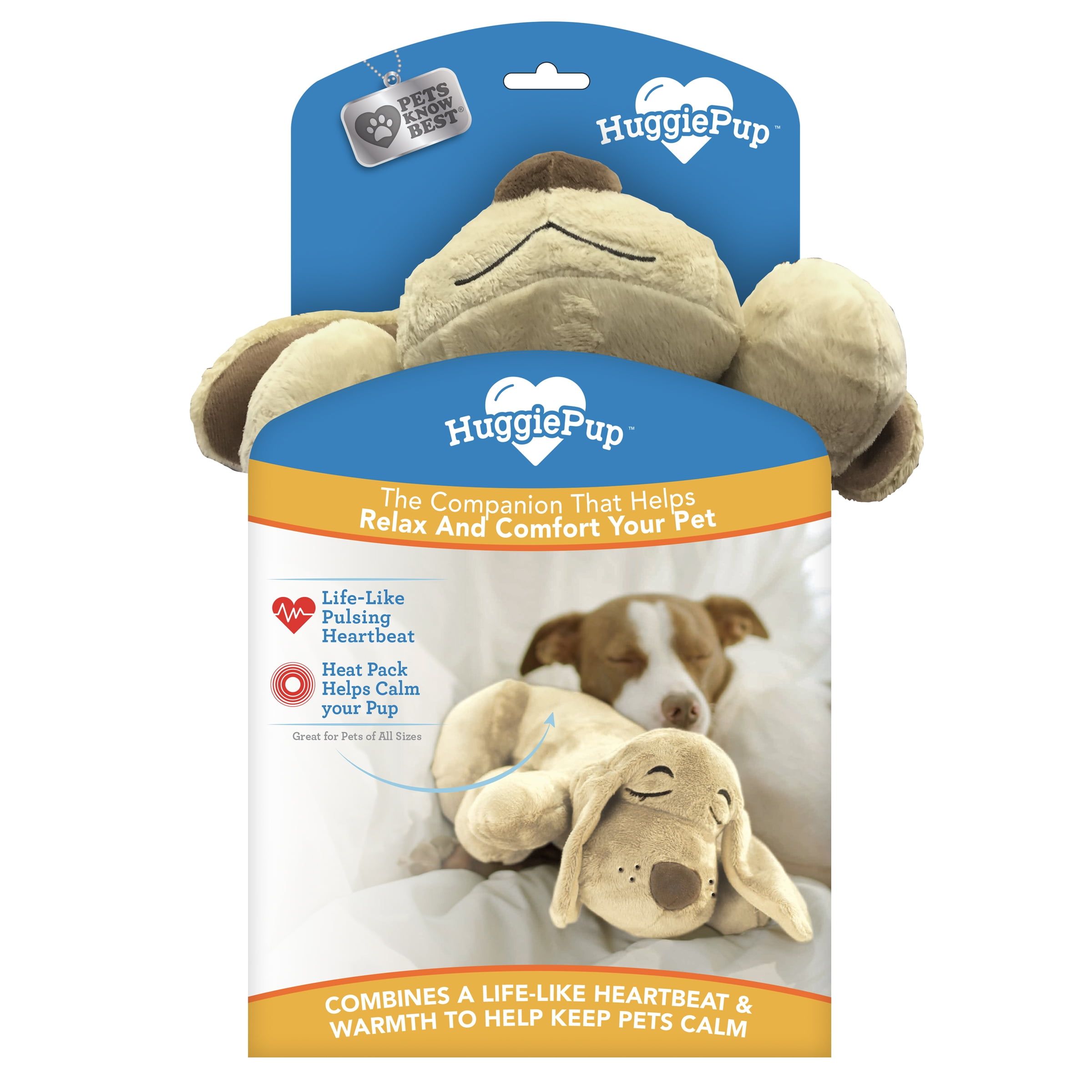 Beige Plush Puppy Behavioral Aid Toy with Heartbeat and Heat Pack