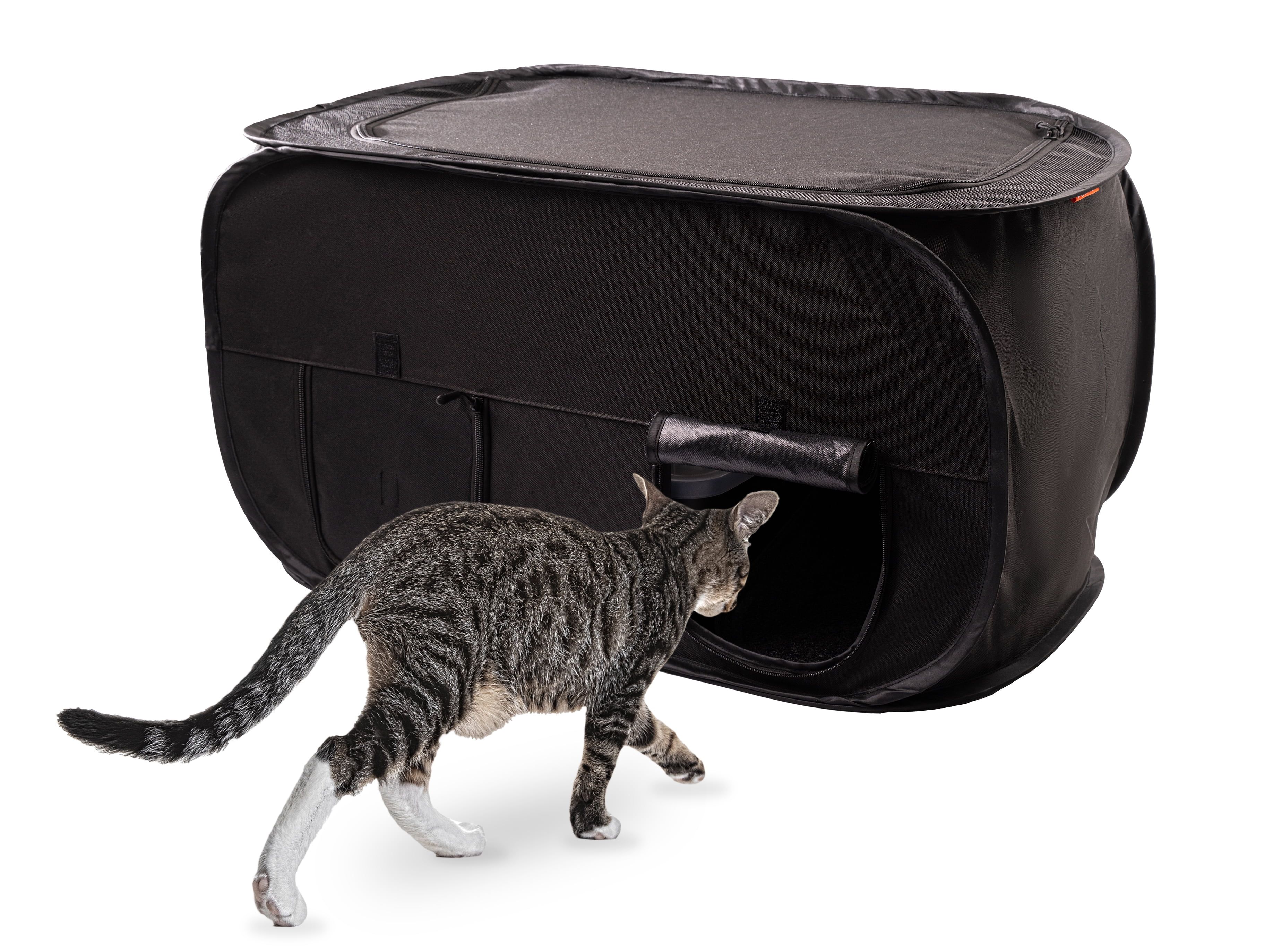 Black Waterproof Foldable Cat Litter Box Enclosure