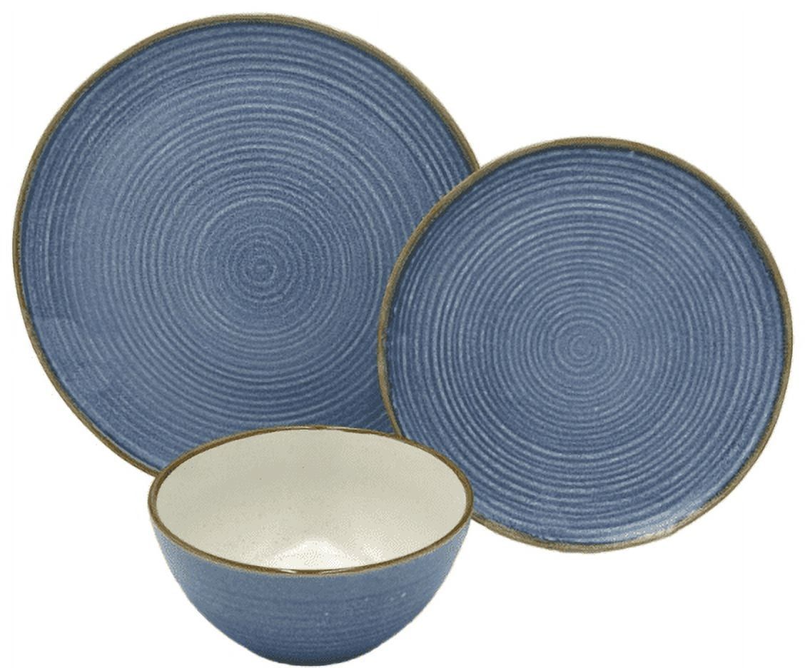 Rowan Blue Ceramic 12-Piece Dinnerware Set, Service for 4