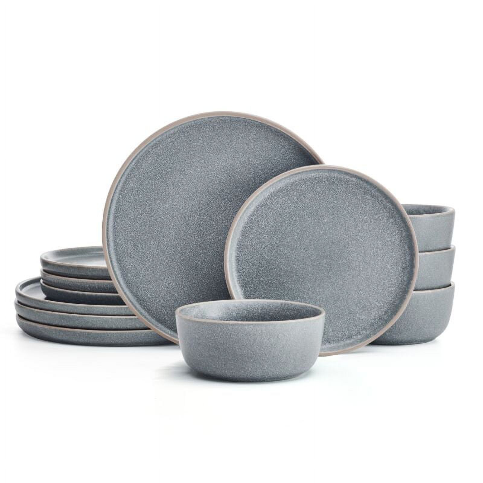 Gray Variegated Glaze Ceramic Dinnerware Set, Service for 4