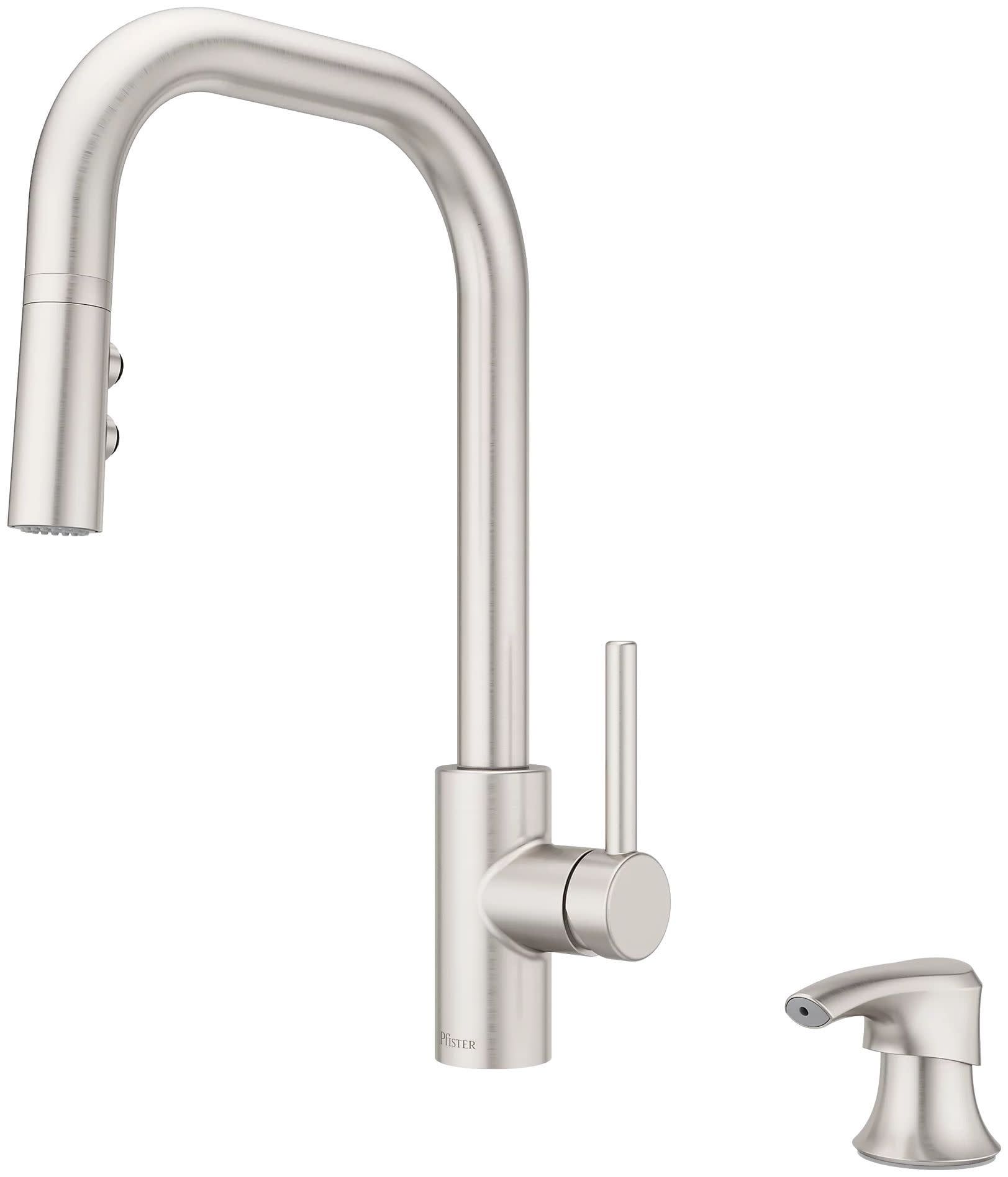 Zanna Stainless Steel Pull-Down Kitchen Faucet with Soap Dispenser