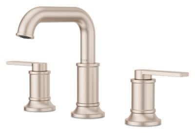 Brushed Nickel Industrial Widespread Bathroom Faucet with Brass Lever Handles
