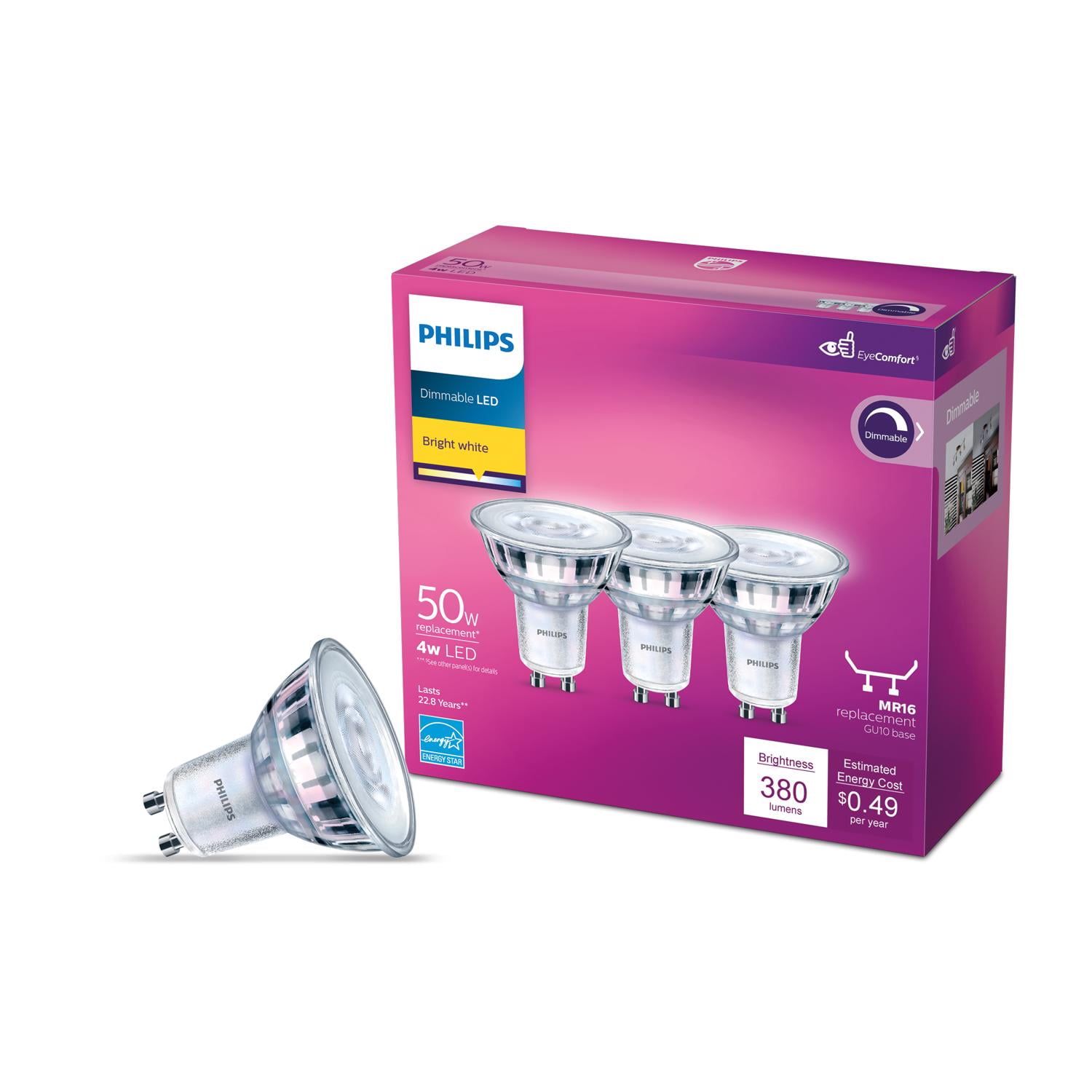 Bright White Dimmable LED GU10 Flood Light Bulbs 3-Pack