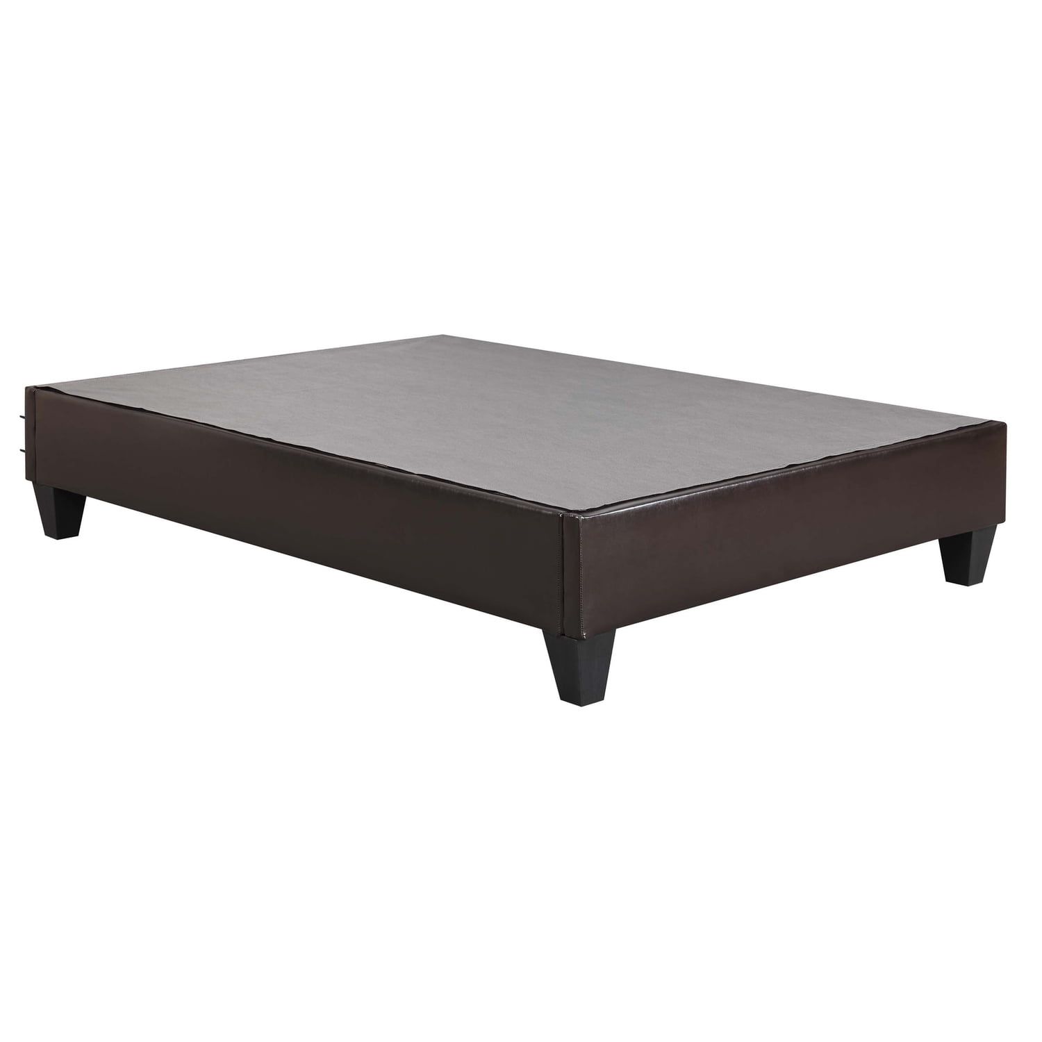 Abby Full Brown Faux Leather Upholstered Platform Bed with Slats