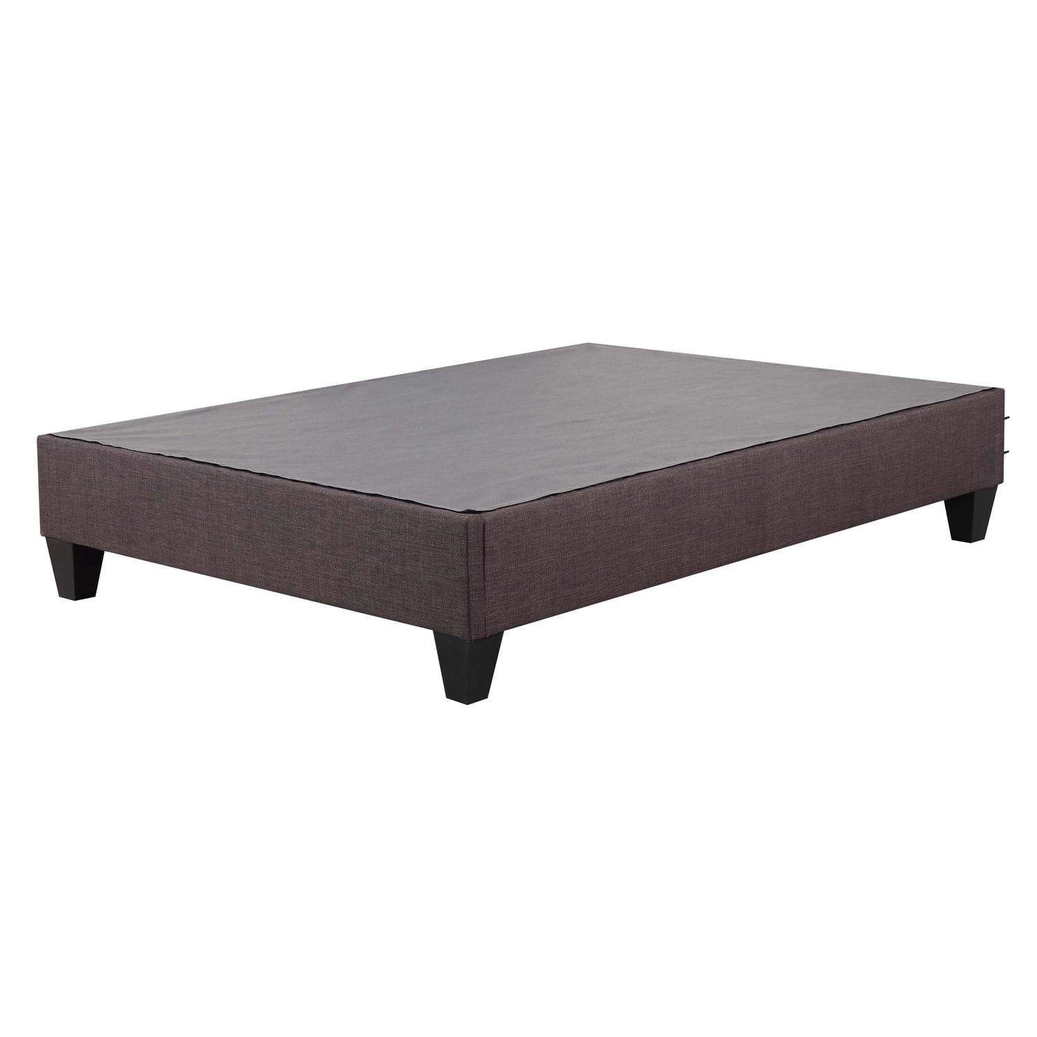 Gray Faux Leather Full Platform Bed with Upholstered Headboard