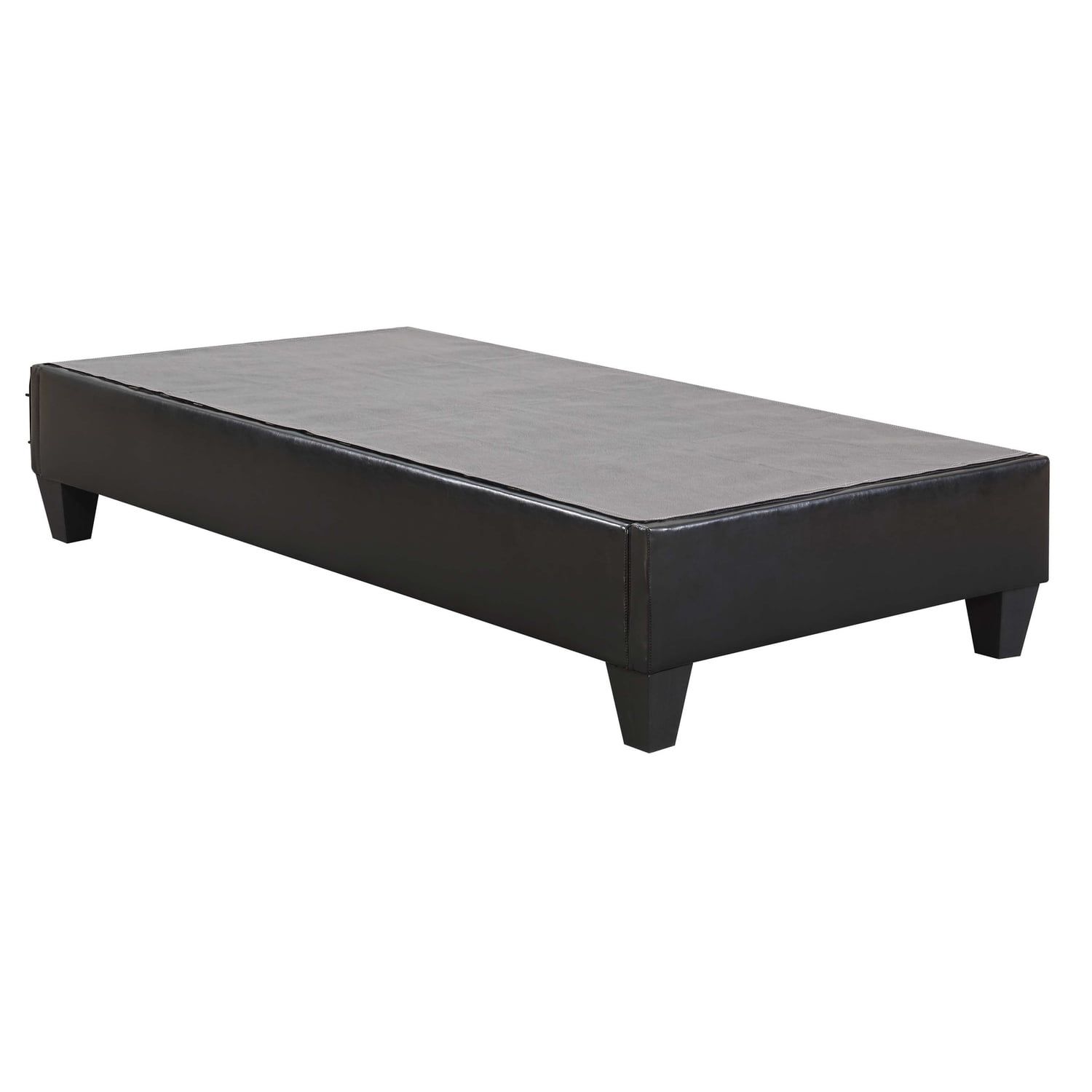 Abby Black Faux Leather Twin Platform Bed with Wood Frame