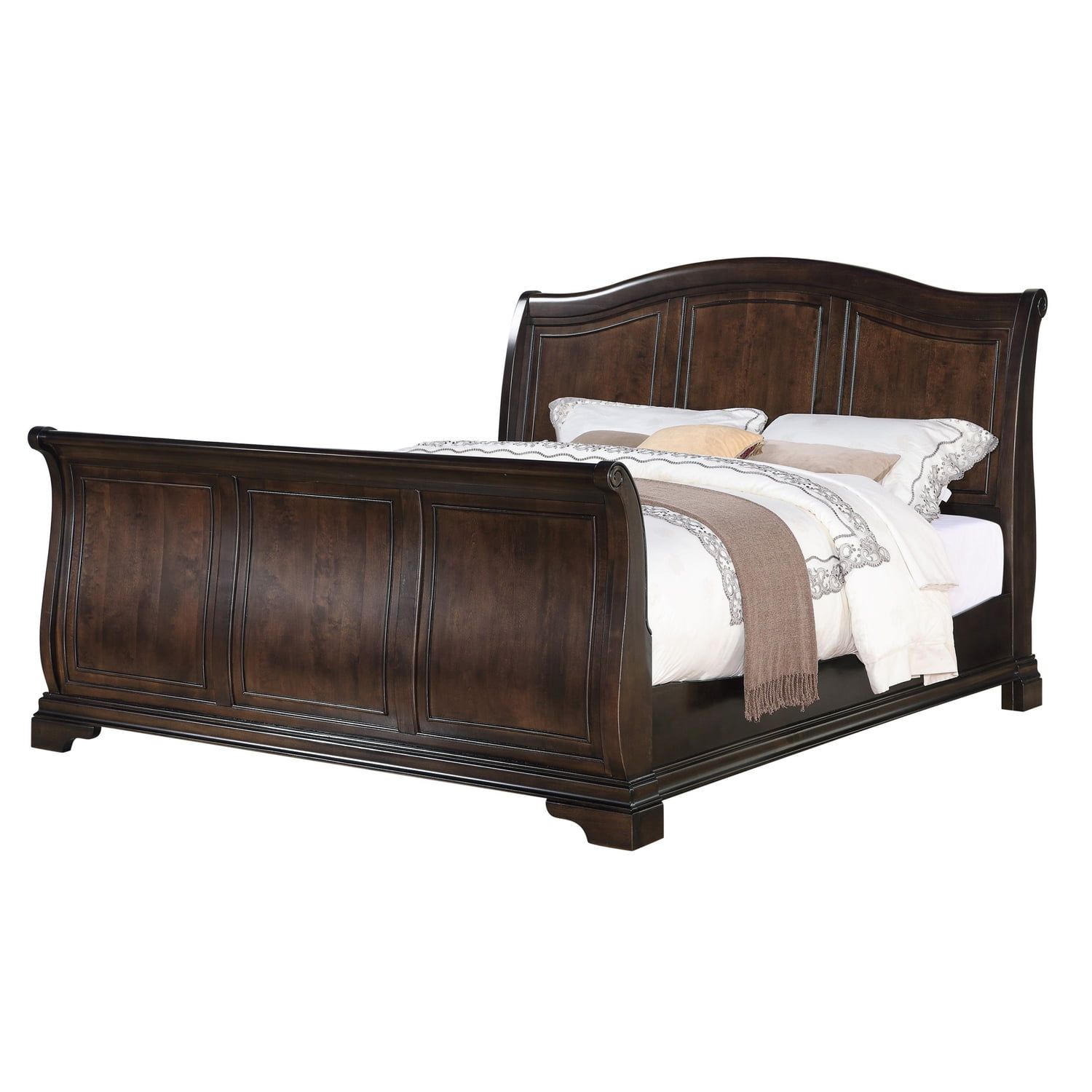 Conley Cherry King Sleigh Bed with Wood Frame