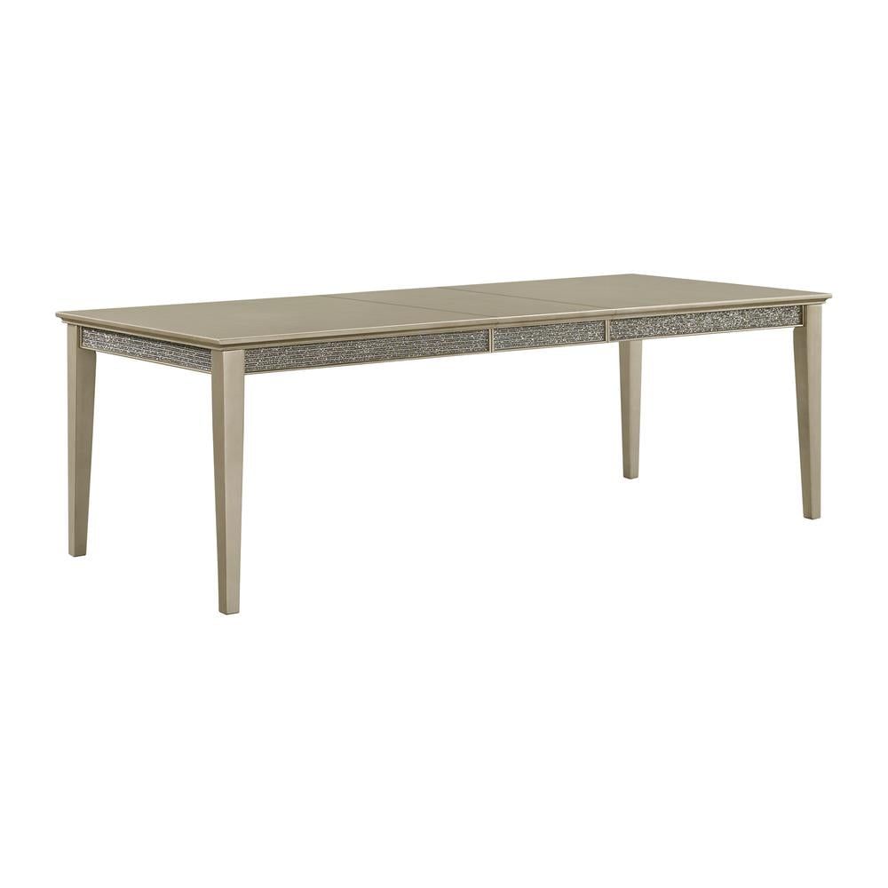 Champagne Wood Extendable Rectangular Dining Table with Jeweled Detail