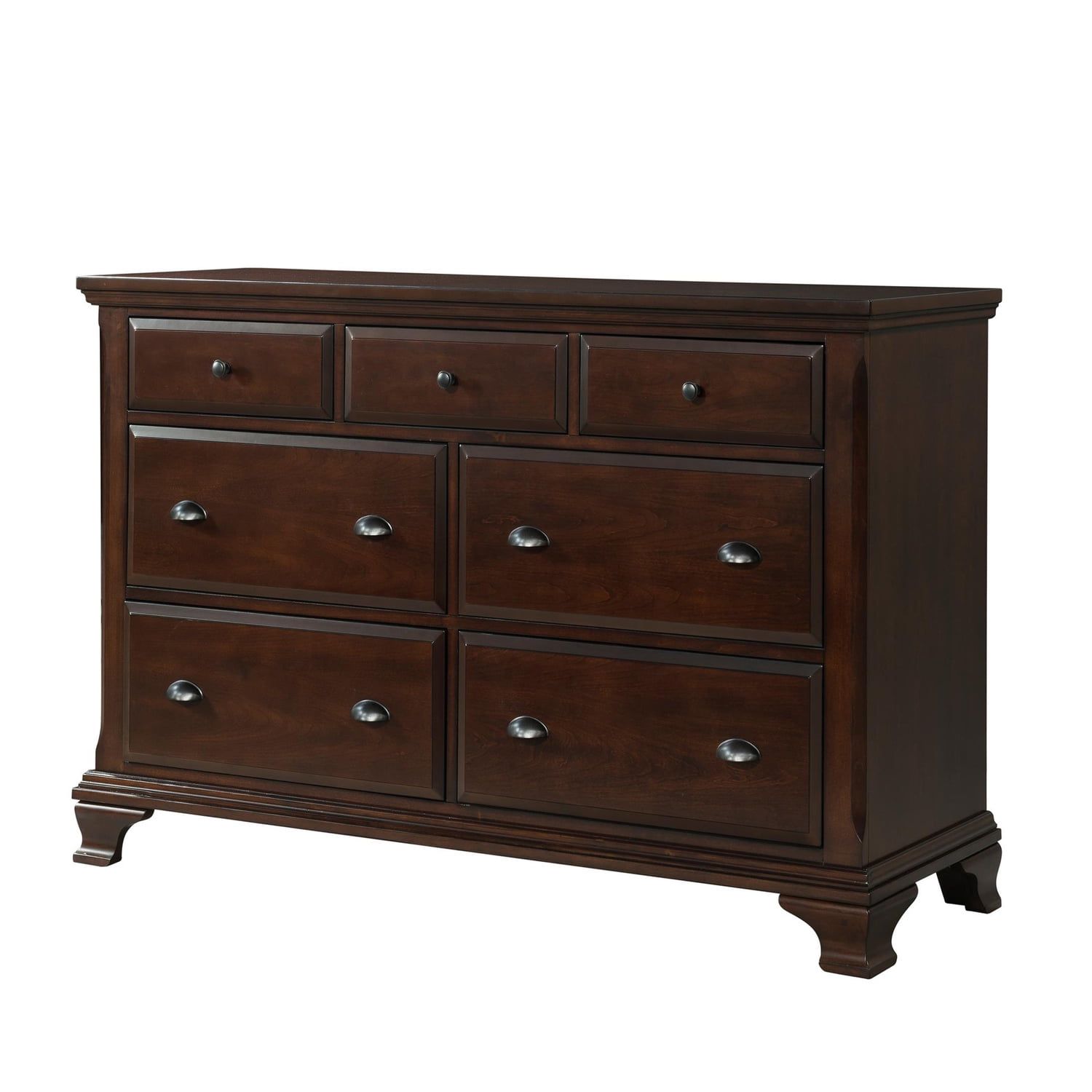 Cherry Brown 7-Drawer Traditional Dresser with Felt Lined Drawer