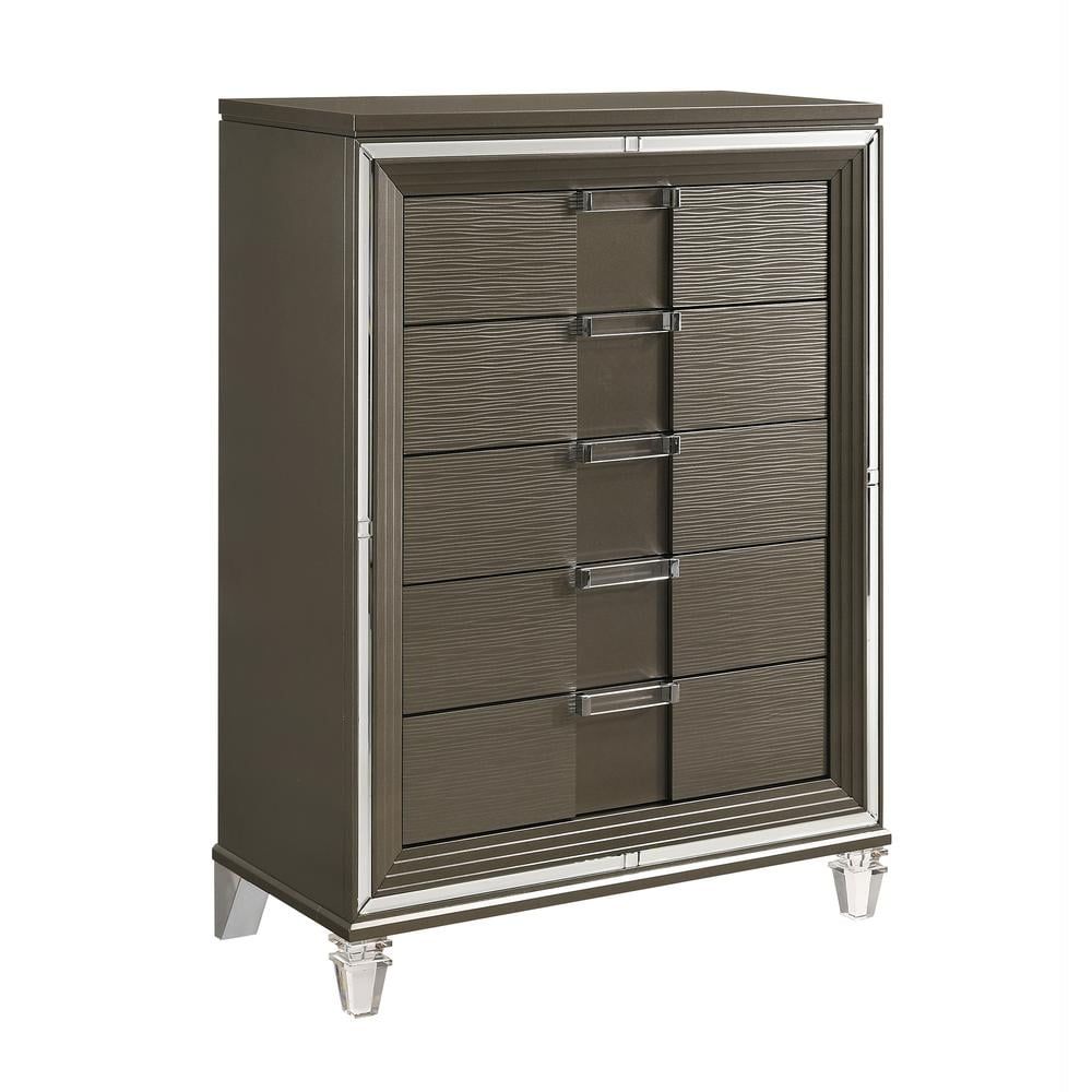 Charlotte Copper 5-Drawer Flip-Top Chest with Mirror