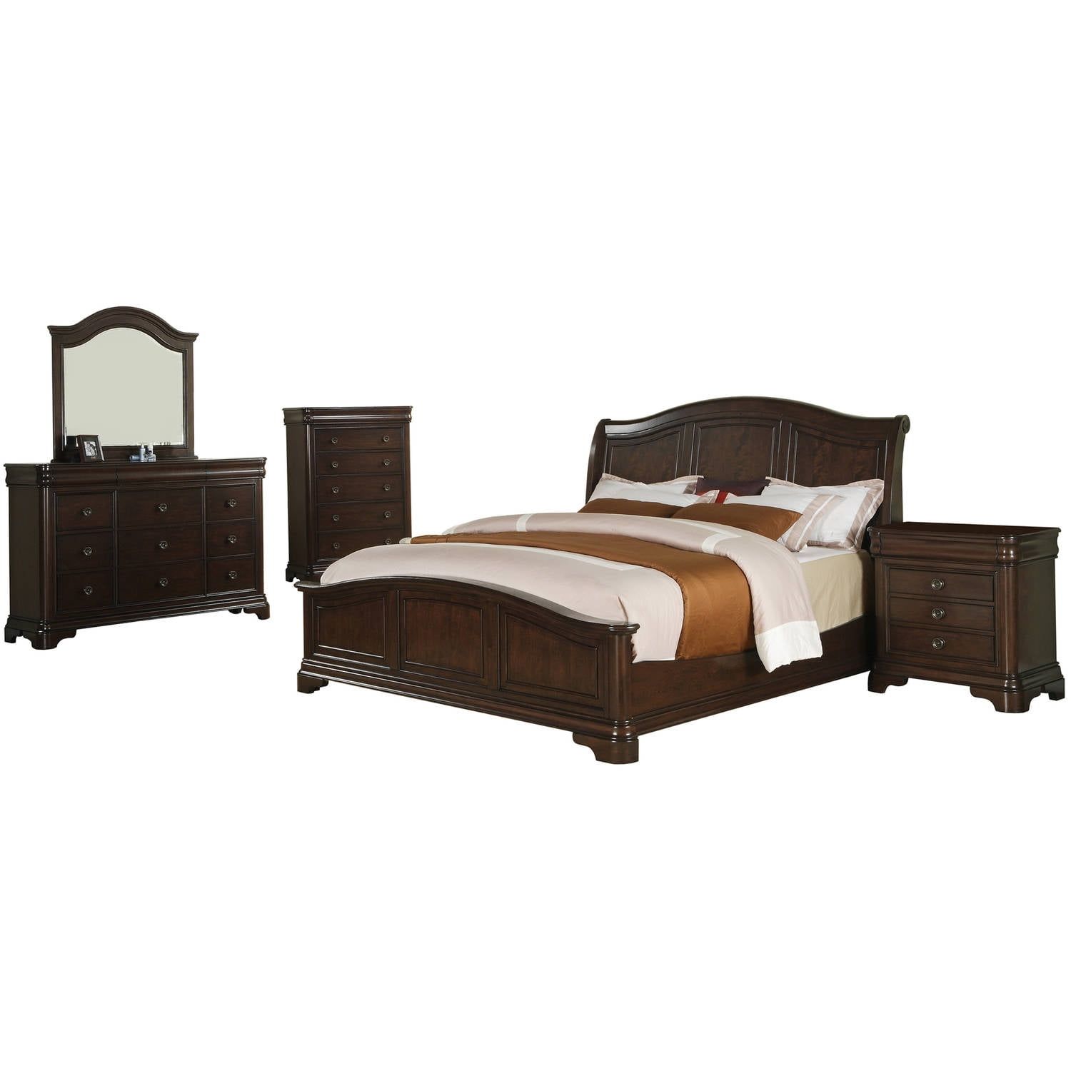 Cameron Cherry Wood Queen Panel Bedroom Set