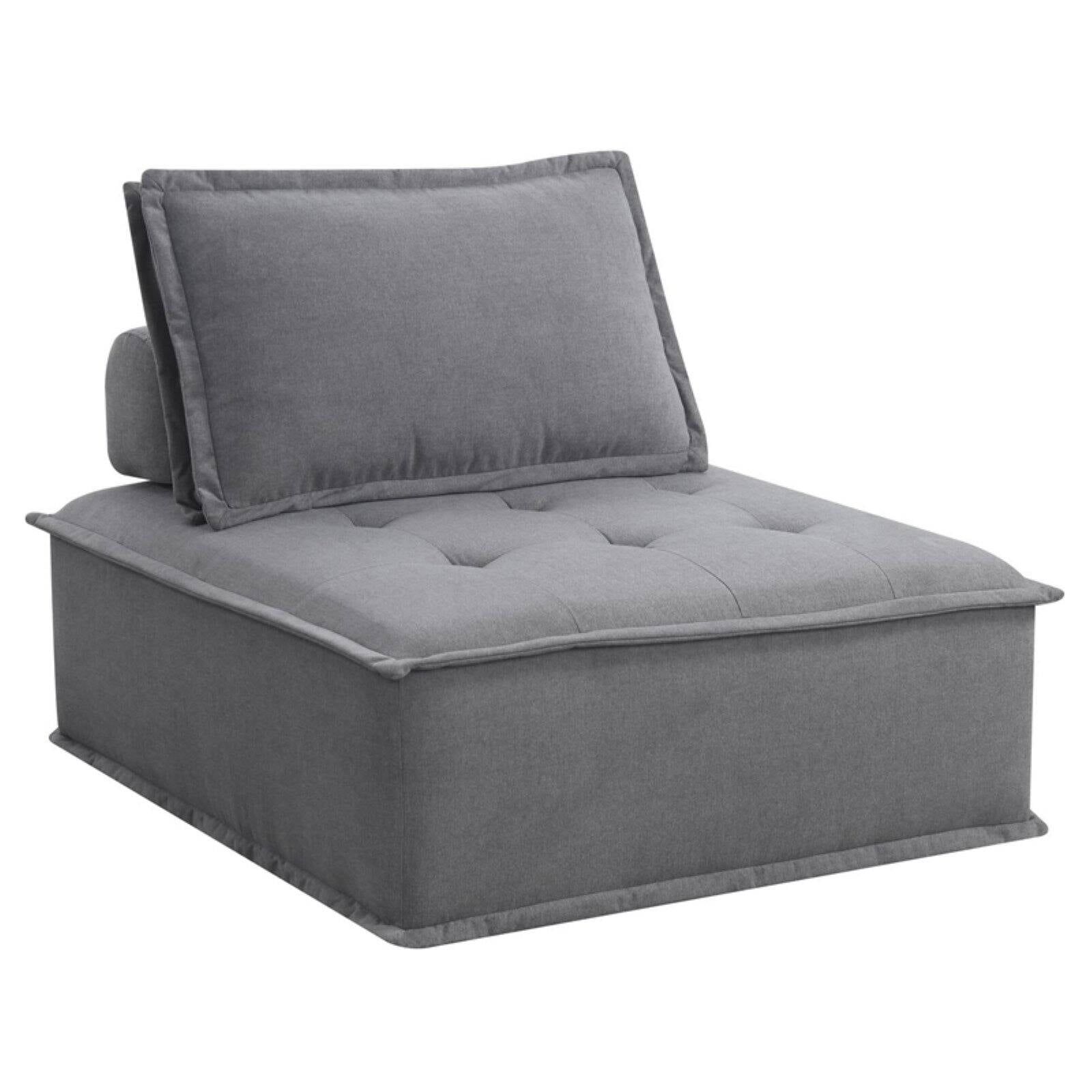 Gray Linen Modular Armless Sofa Chair