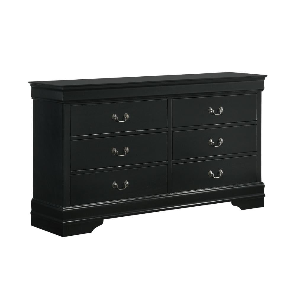 Black Transitional Double Dresser with Dovetail Drawers