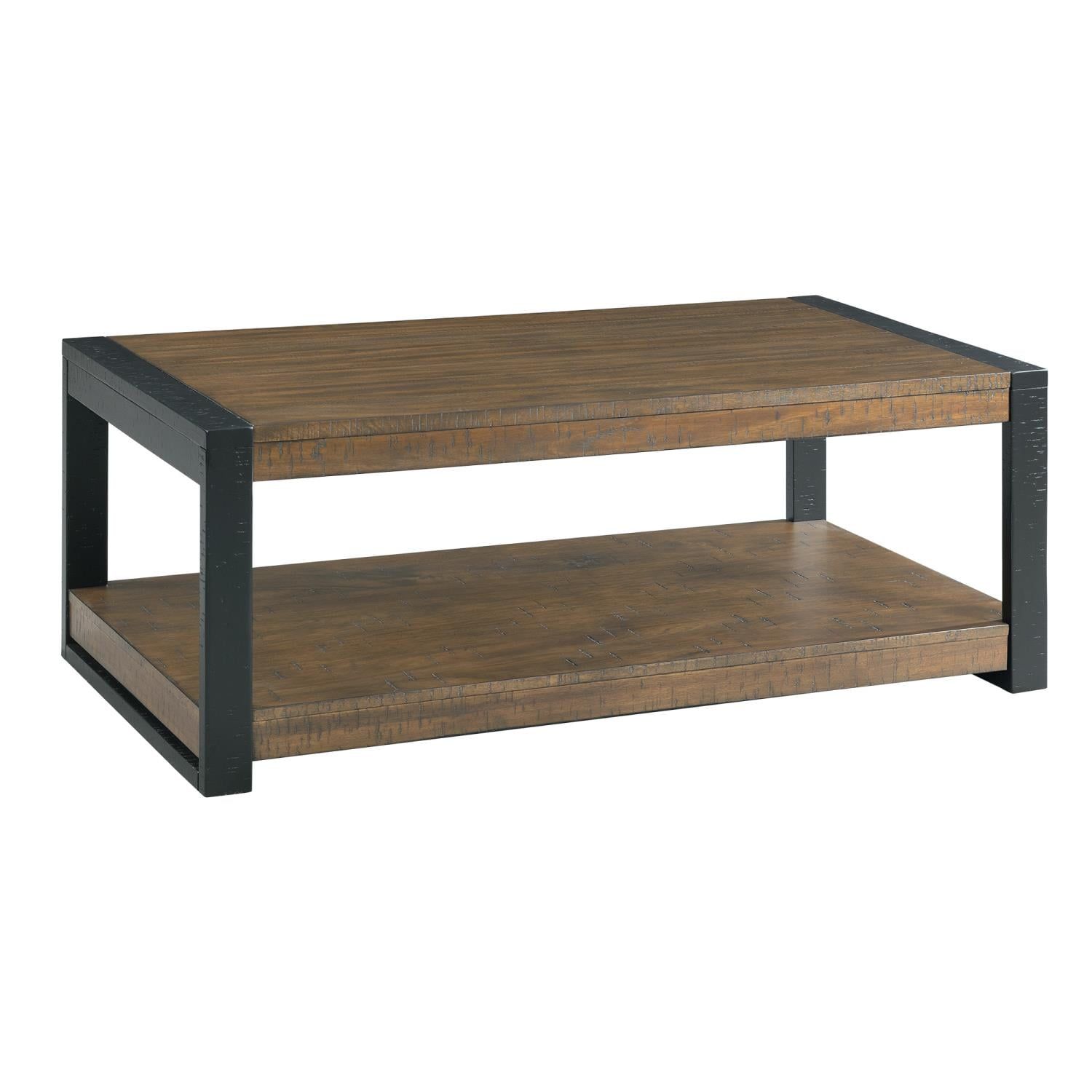 Enrico Rectangular Walnut Coffee Table with Black Metal Legs