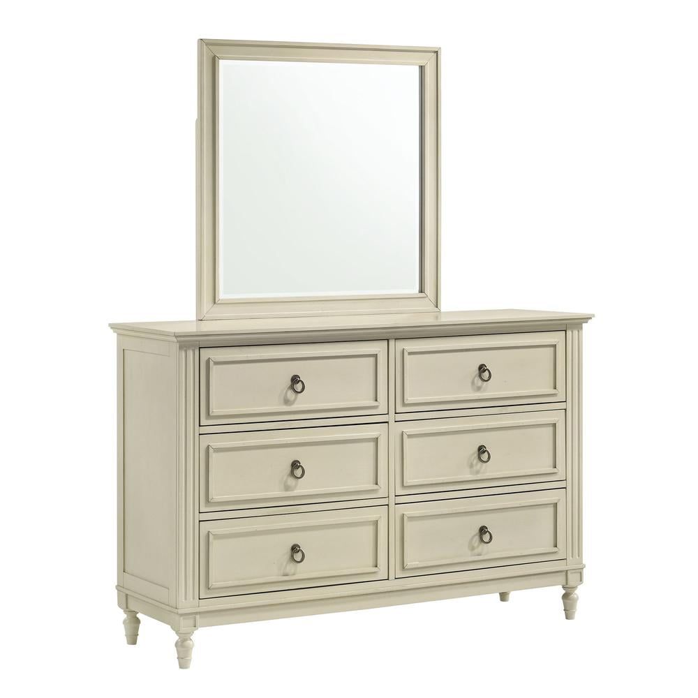 Gia White 6-Drawer Dresser with Mirror Set