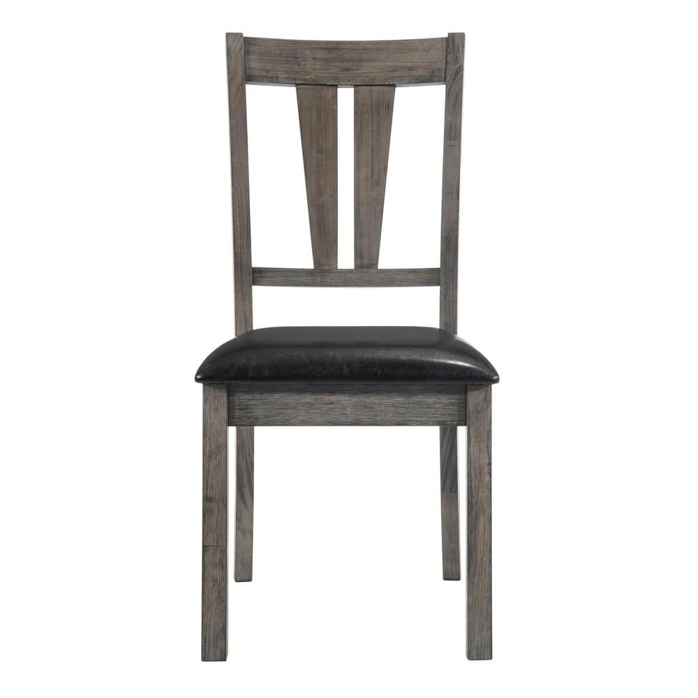 Rustic Grayson High-Back Faux Leather Side Chair in Grey Oak (Set of 2)